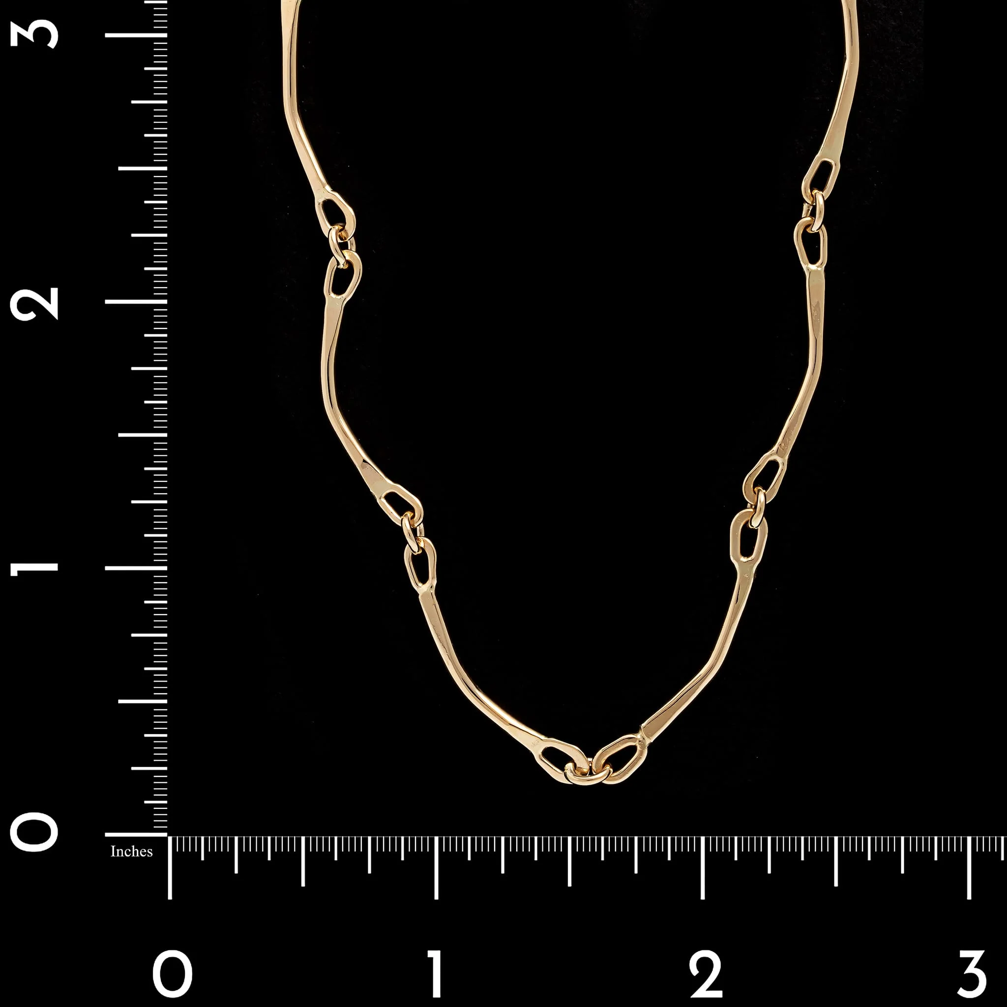 14K Yellow Gold Estate Curved Link Necklace - Image 3