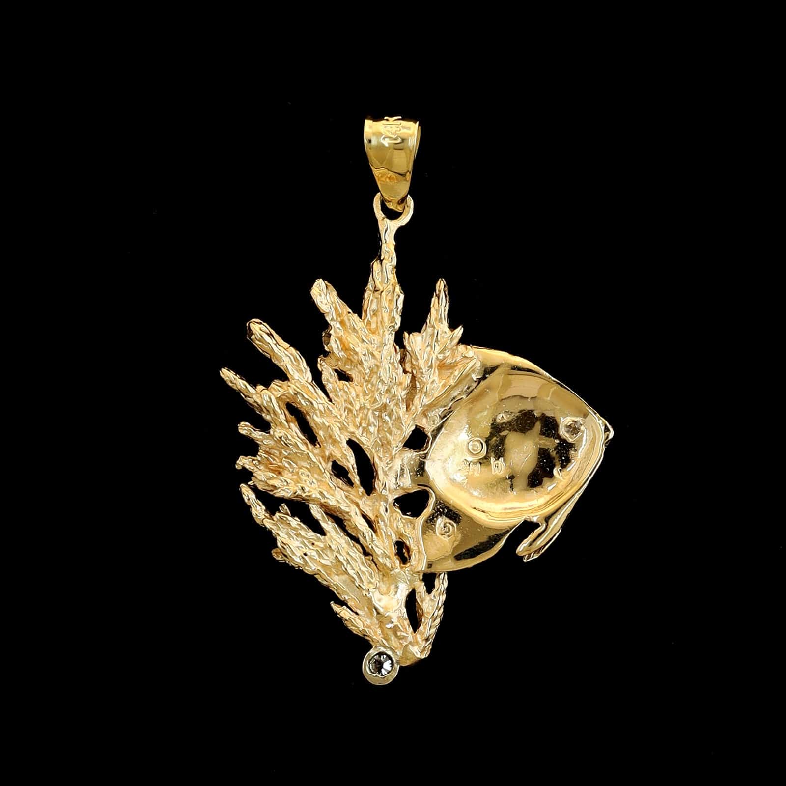 14K Yellow Gold Estate Diamond Angelfish Pendant - Image 2