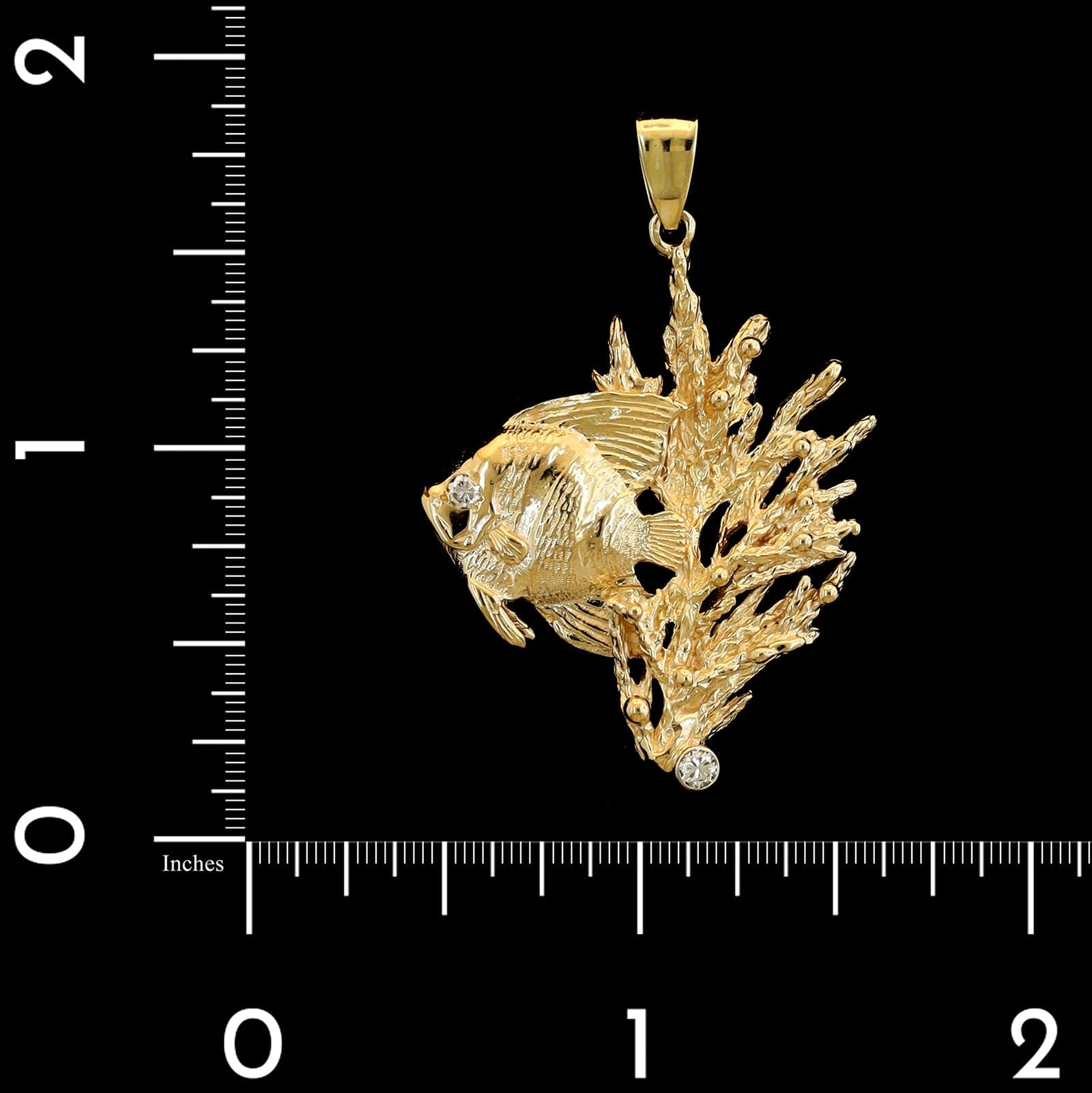 14K Yellow Gold Estate Diamond Angelfish Pendant - Image 3