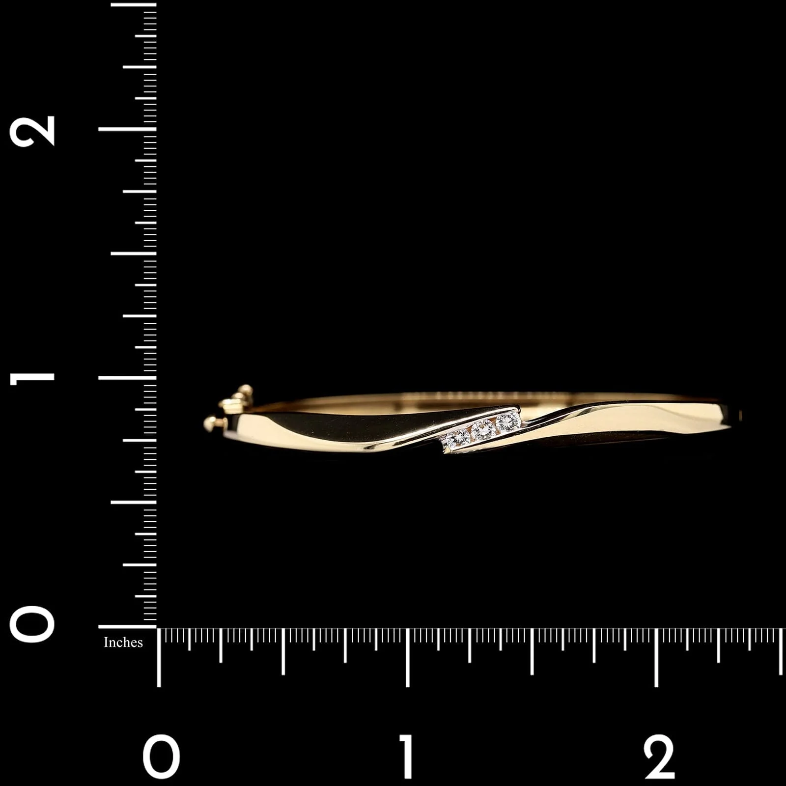14K Yellow Gold Estate Diamond Bangle Bracelet - Image 4