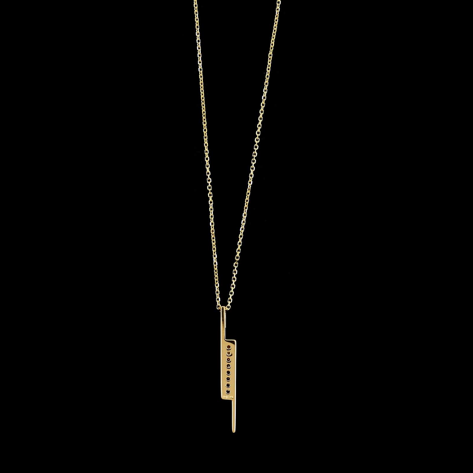 14K Yellow Gold Estate Diamond Bar Pendant Necklace - Image 2