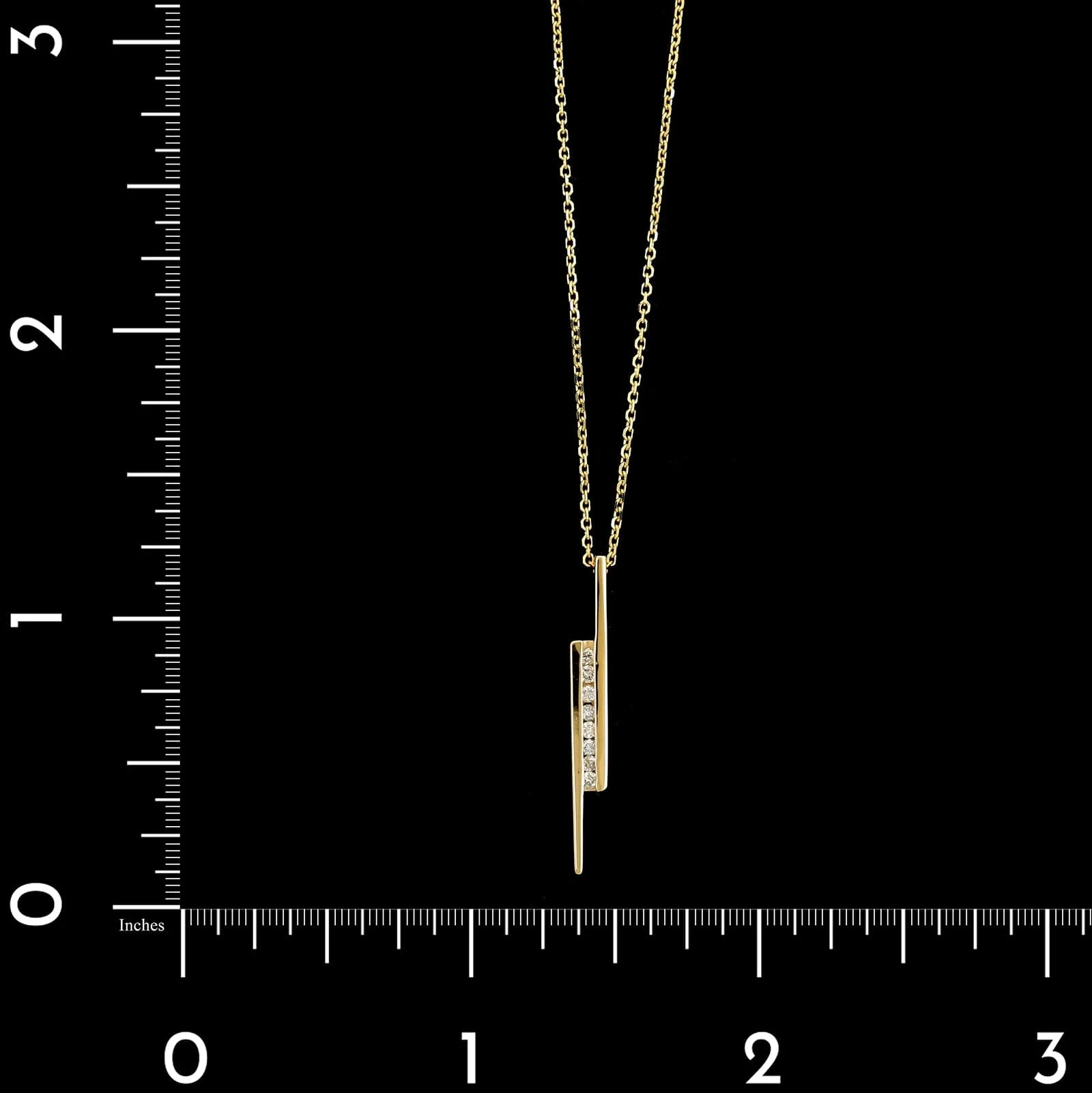 14K Yellow Gold Estate Diamond Bar Pendant Necklace - Image 4