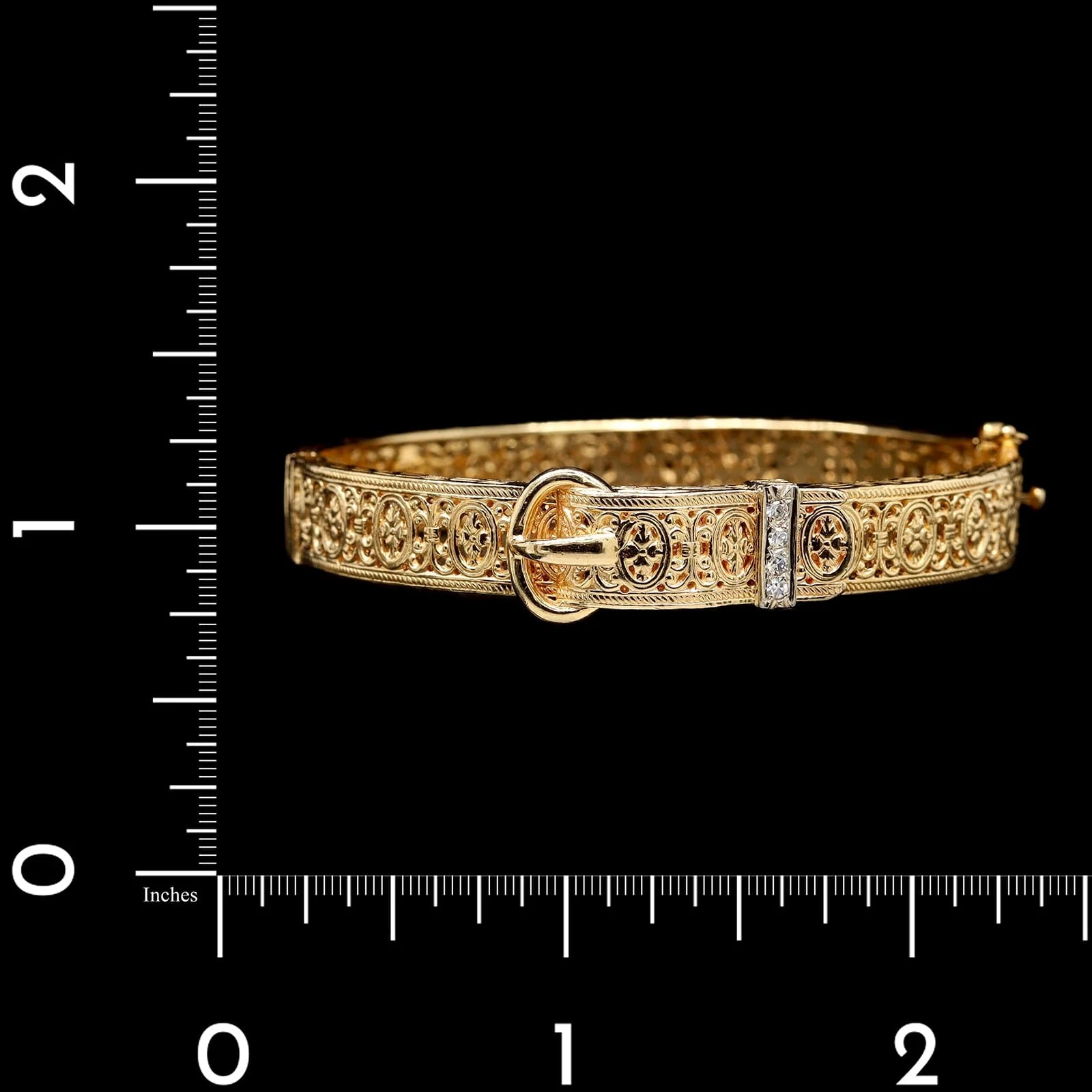 14K Yellow Gold Estate Diamond Buckle Bracelet - Image 4