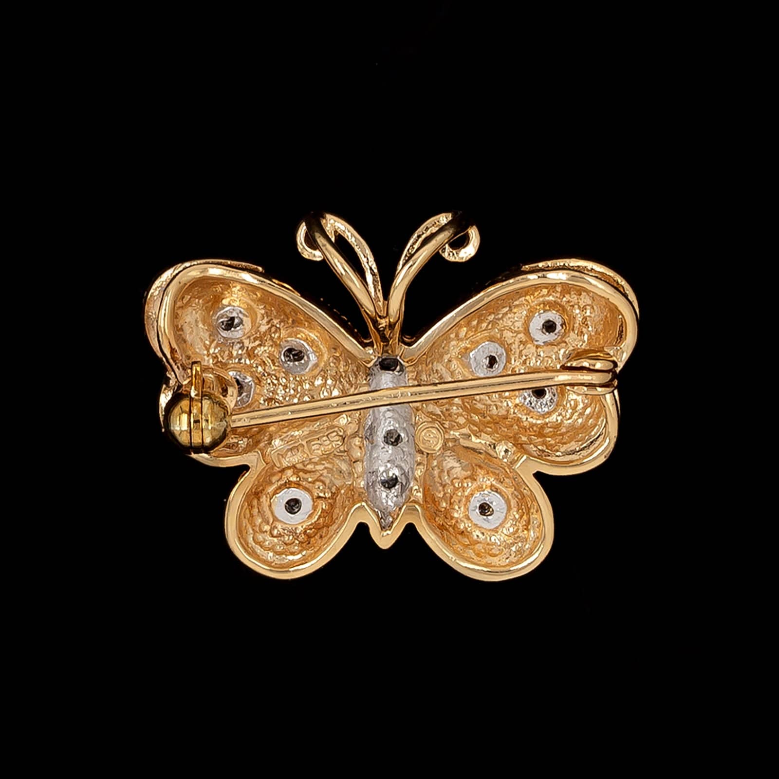 14K Yellow Gold Estate Diamond Butterfly Pin Pendant - Image 2