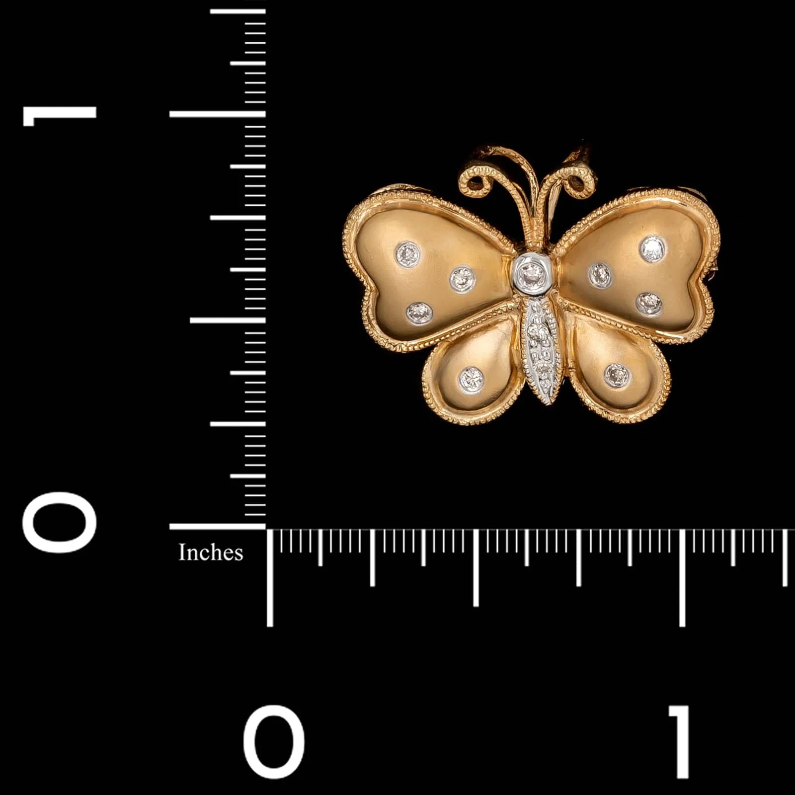 14K Yellow Gold Estate Diamond Butterfly Pin Pendant - Image 3