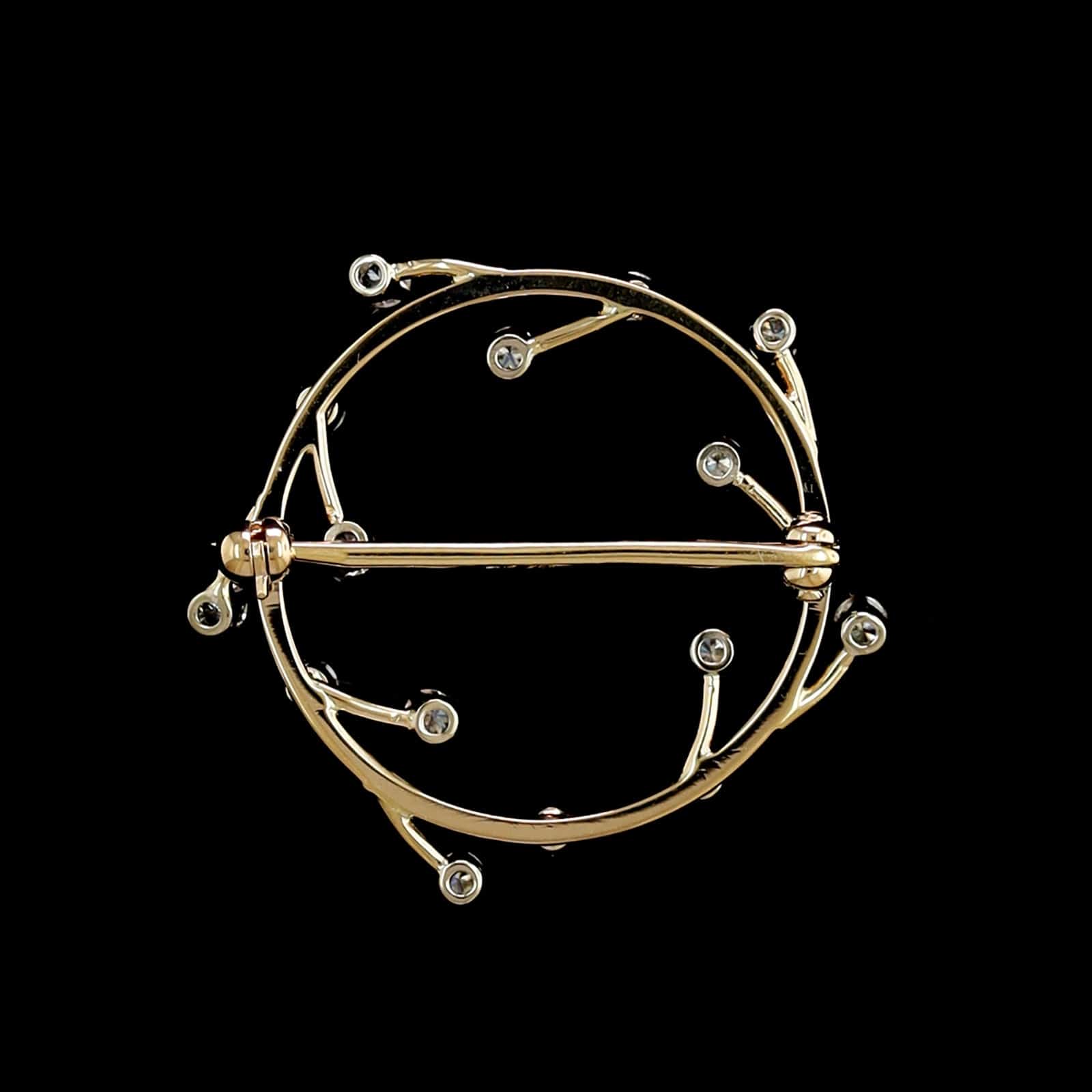 14K Yellow Gold Estate Diamond Circle Pin - Image 2