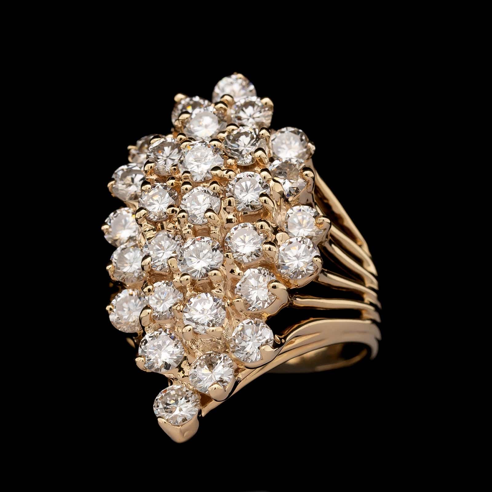 14K Yellow Gold Estate Diamond Cluster Ring