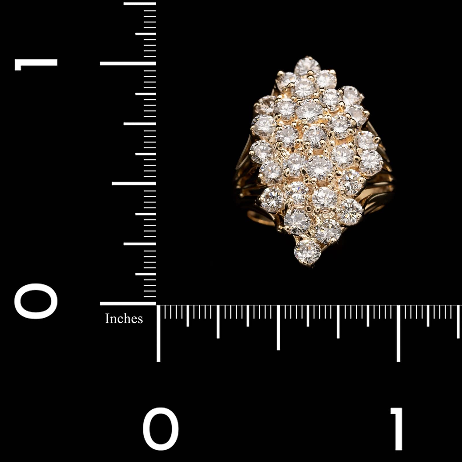 14K Yellow Gold Estate Diamond Cluster Ring - Image 3