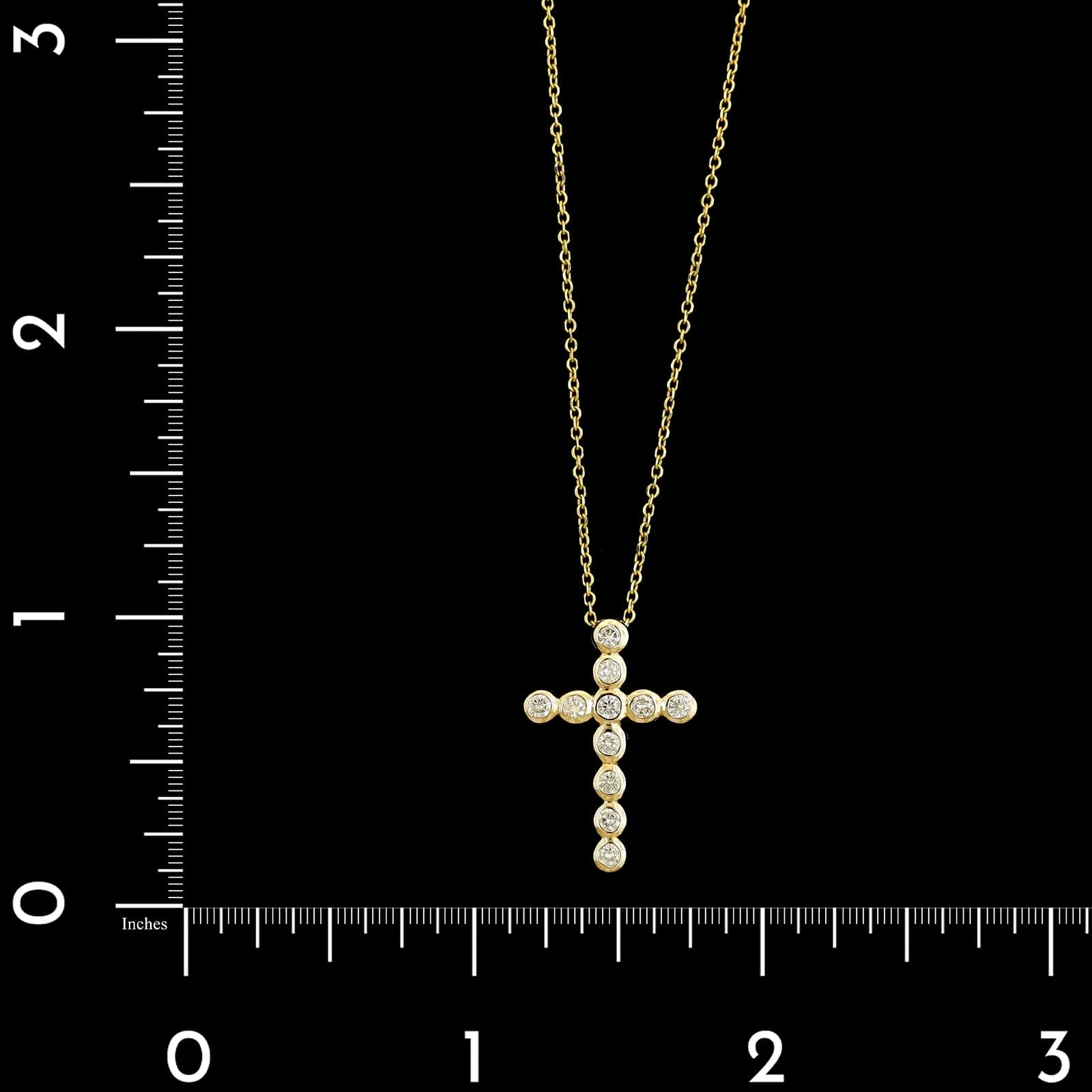 14K Yellow Gold Estate Diamond Cross Pendant Necklace - Image 4