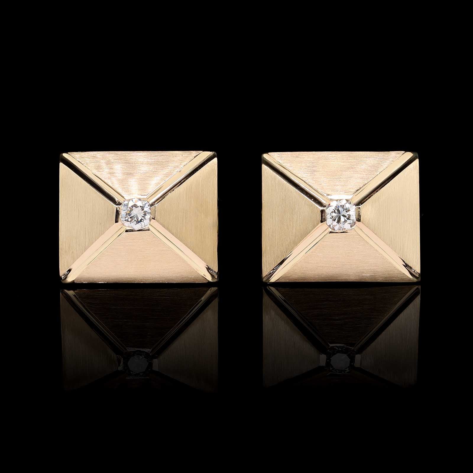 14K Yellow Gold Estate Diamond Cufflinks