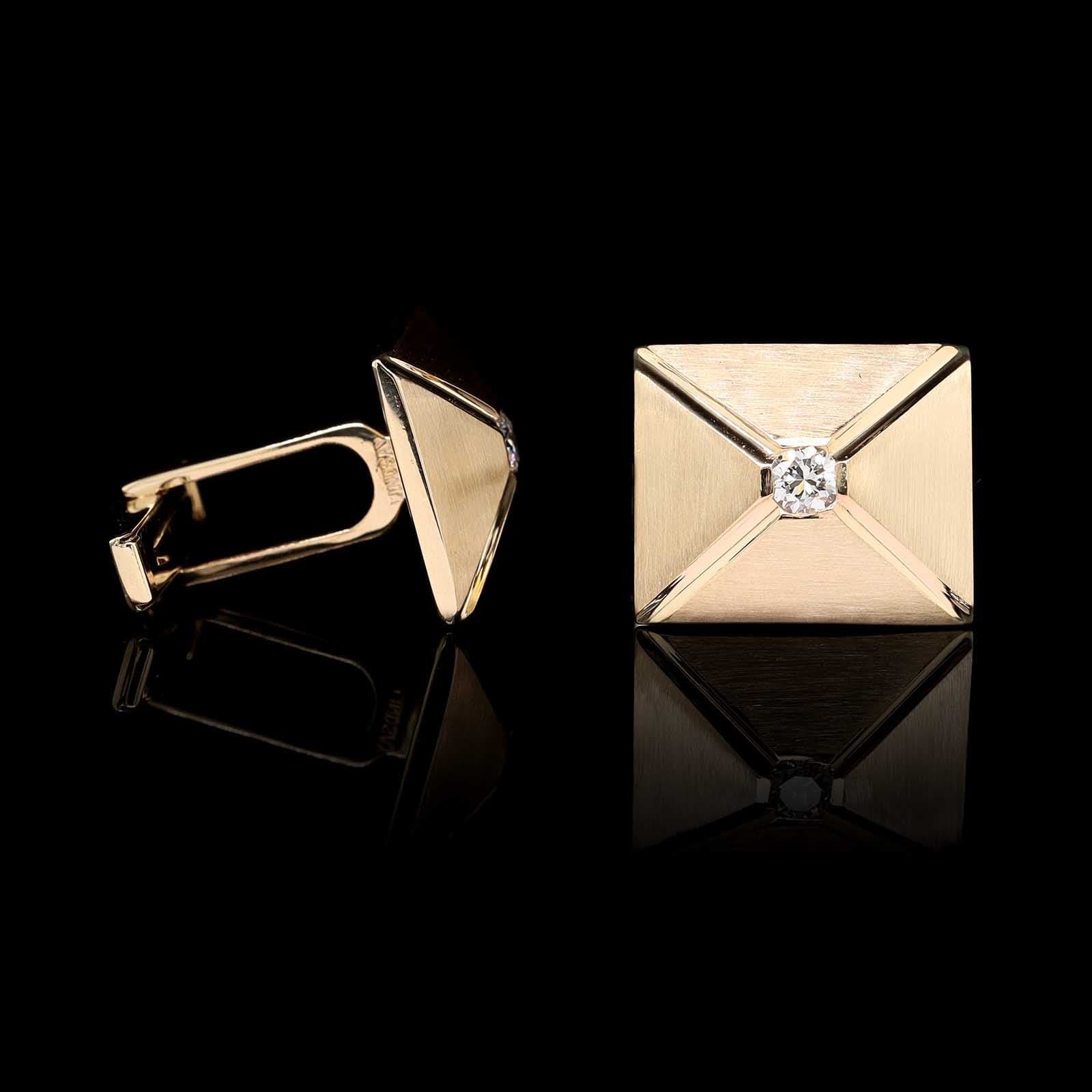 14K Yellow Gold Estate Diamond Cufflinks - Image 2