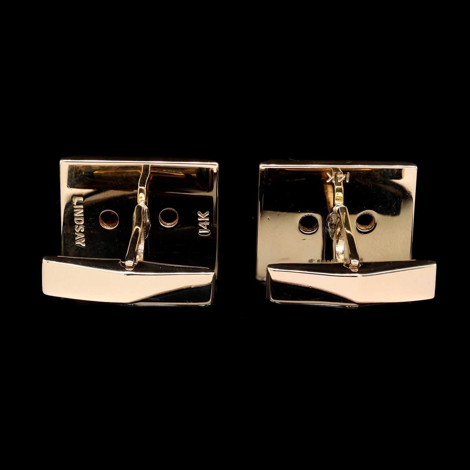 14K Yellow Gold Estate Diamond Cufflinks - Image 3