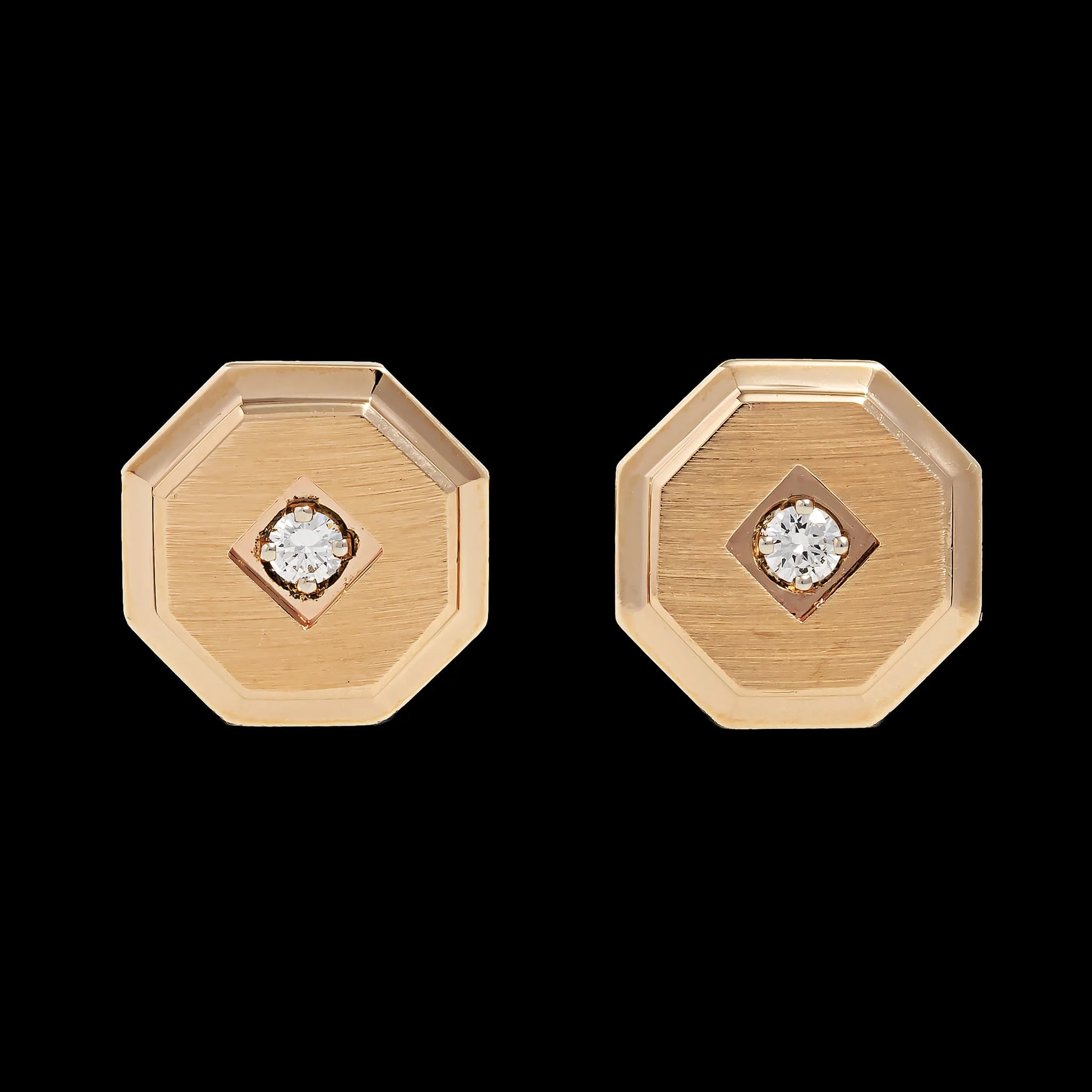 14K Yellow Gold Estate Diamond Cufflinks