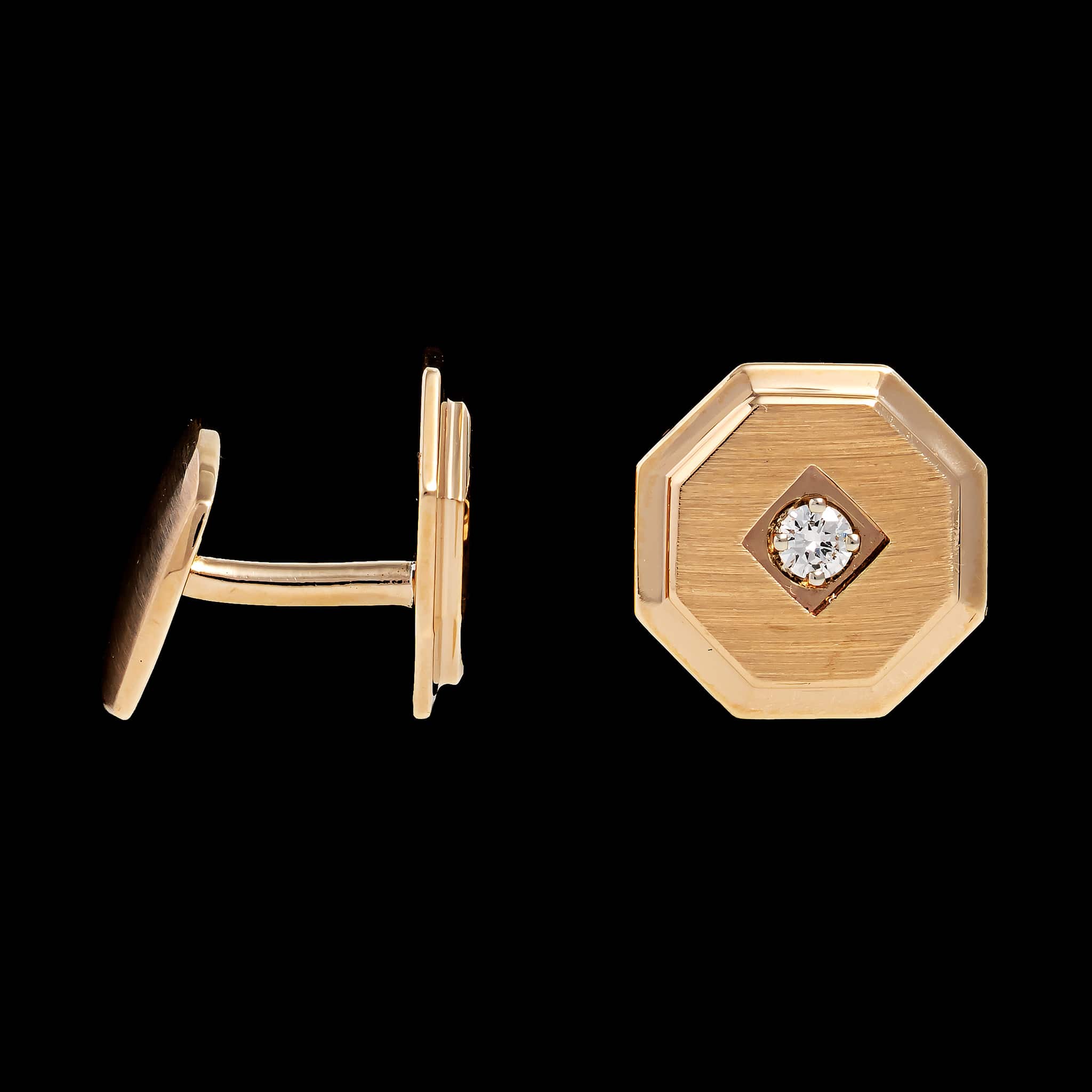 14K Yellow Gold Estate Diamond Cufflinks - Image 2