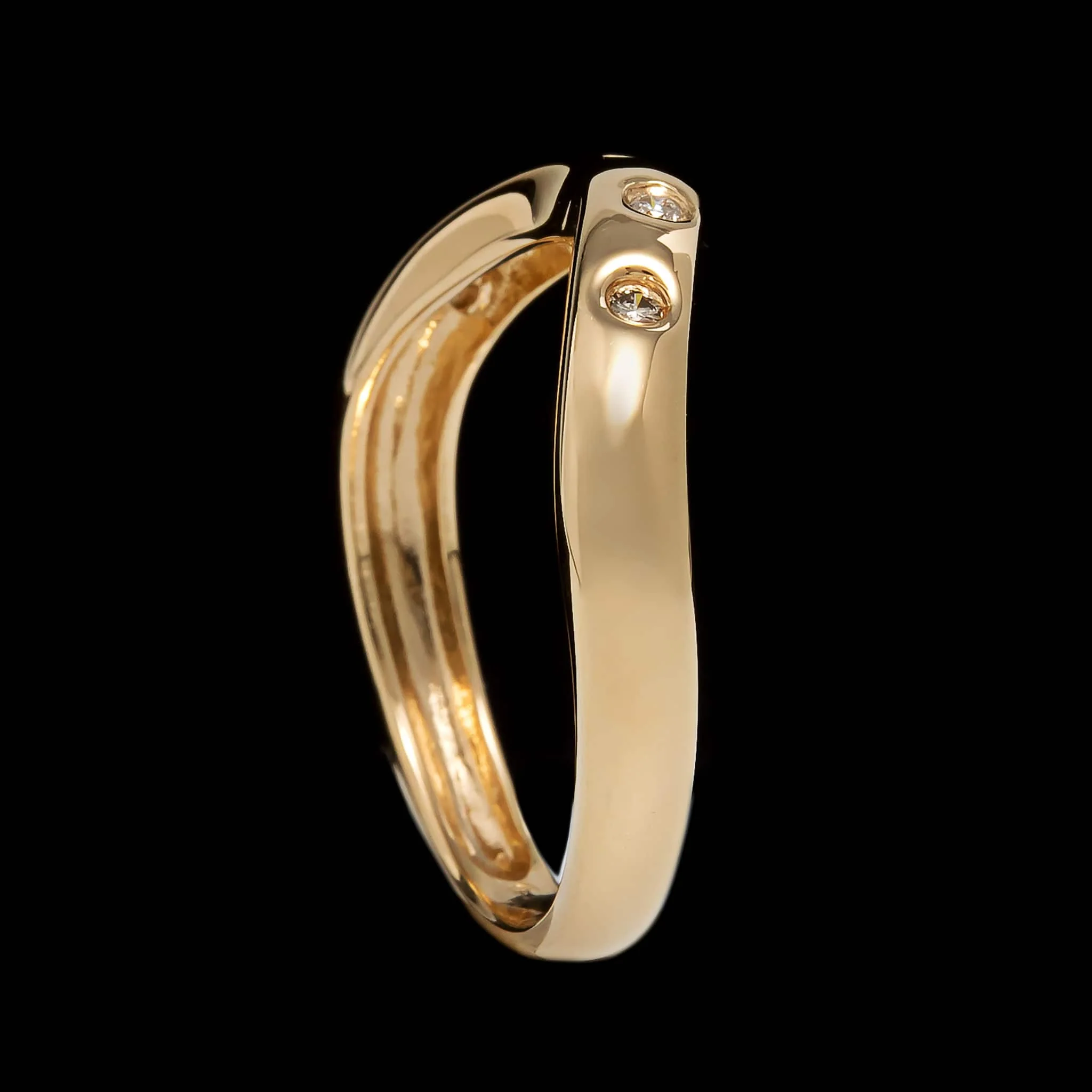 14K Yellow Gold Estate Diamond Curved Band - Image 2