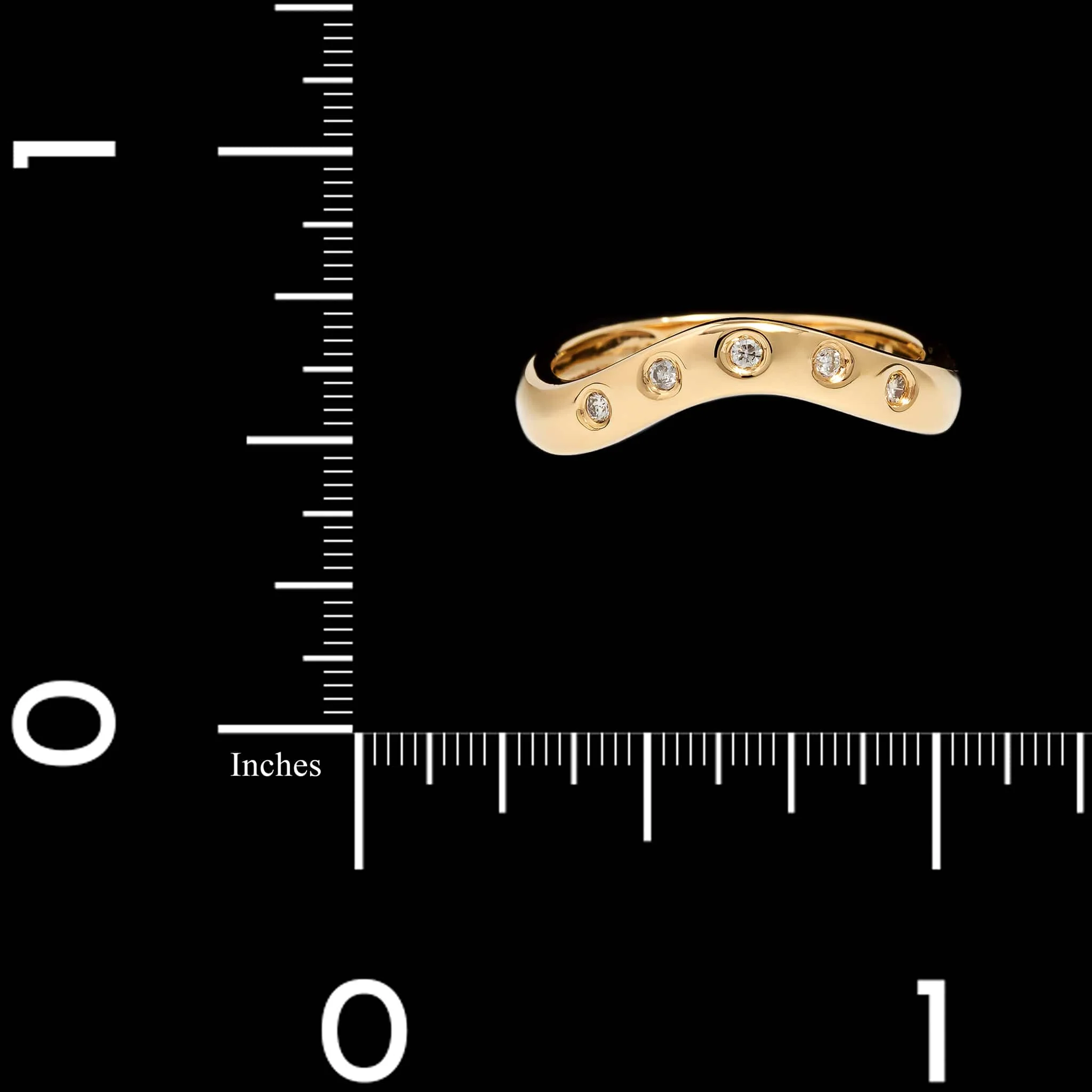 14K Yellow Gold Estate Diamond Curved Band - Image 3
