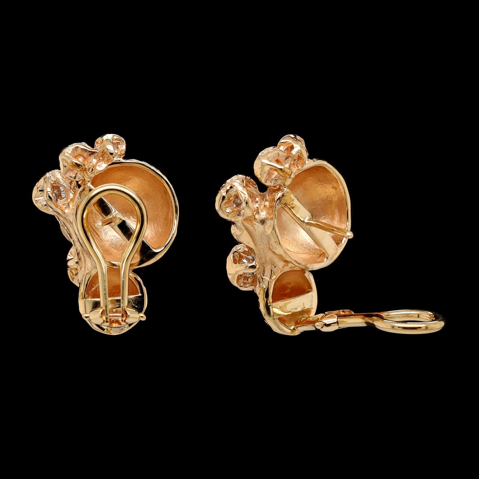 14K Yellow Gold Estate Diamond Earrings - Image 2
