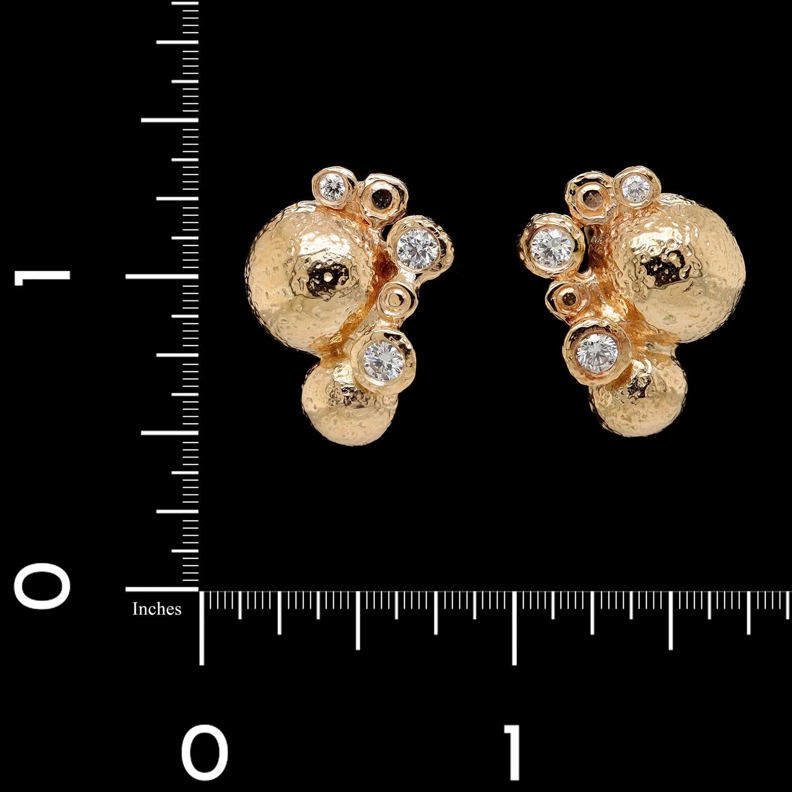 14K Yellow Gold Estate Diamond Earrings - Image 3