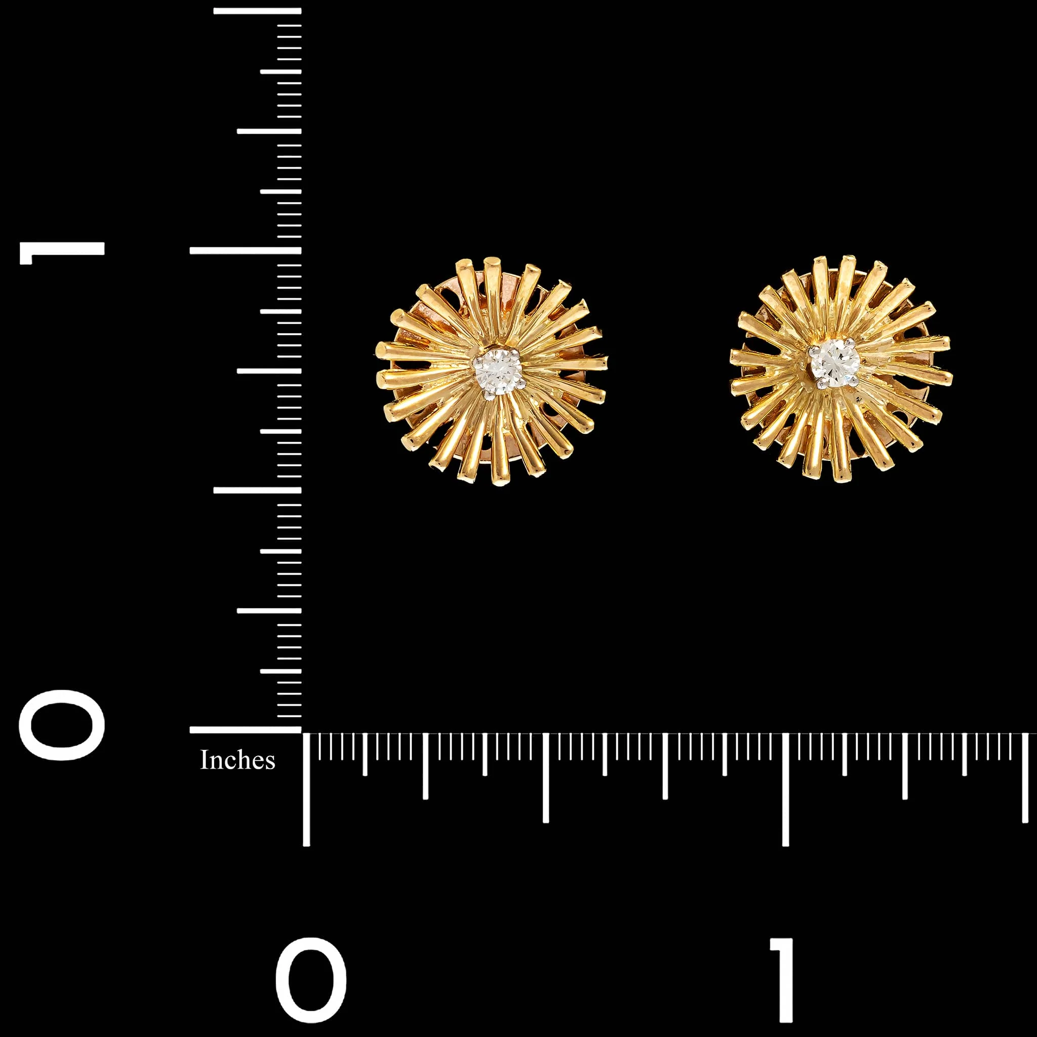 14K Yellow Gold Estate Diamond Earrings - Image 2
