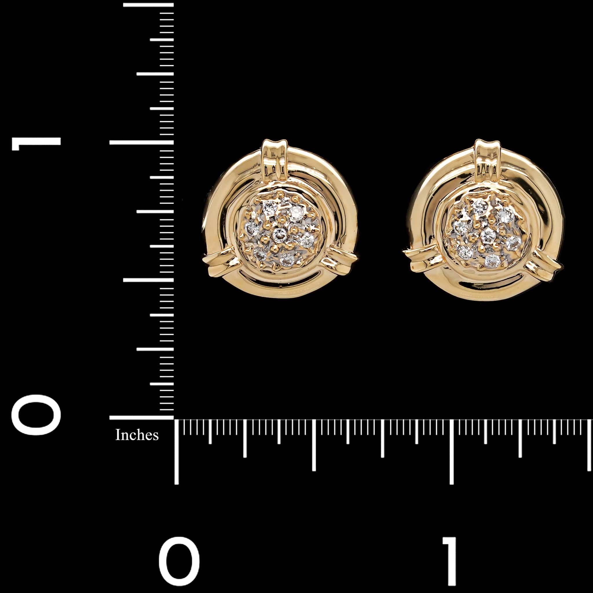 14K Yellow Gold Estate Diamond Earrings - Image 2