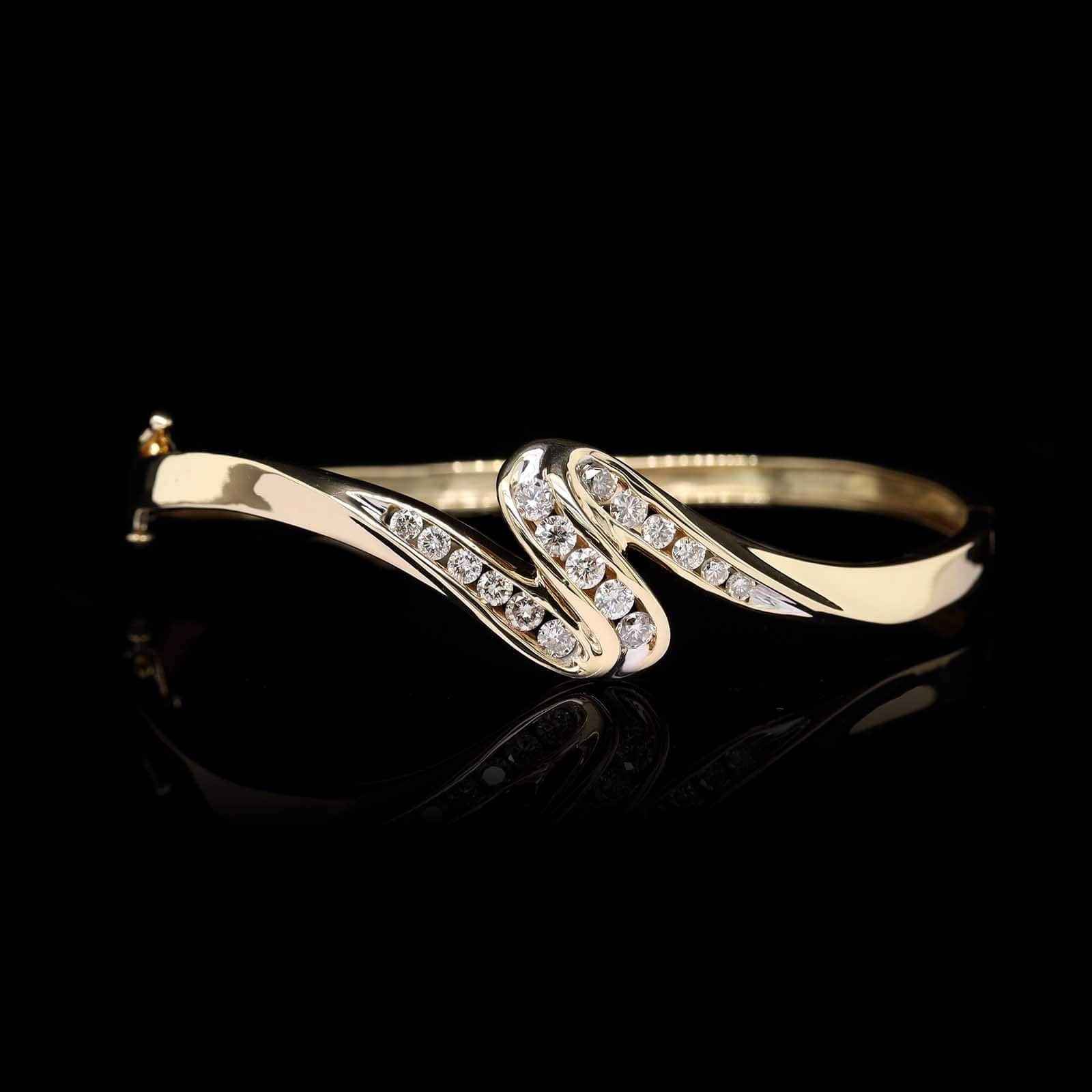 14K Yellow Gold Estate Diamond Bangle
