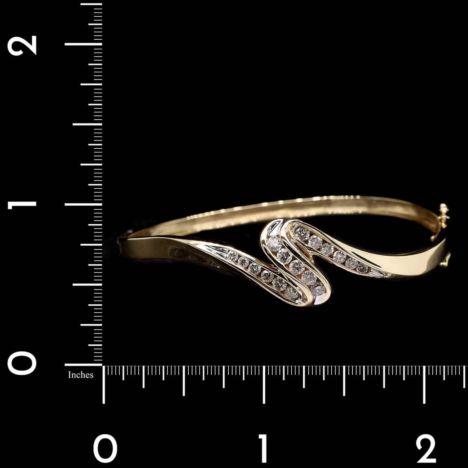 14K Yellow Gold Estate Diamond Bangle - Image 3