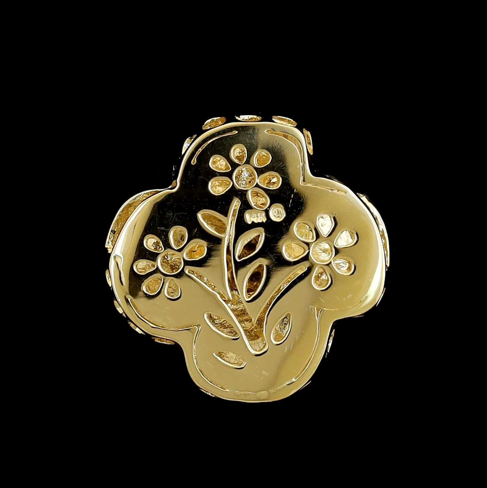 14K Yellow Gold Estate Diamond Flower Slide Pendant - Image 2