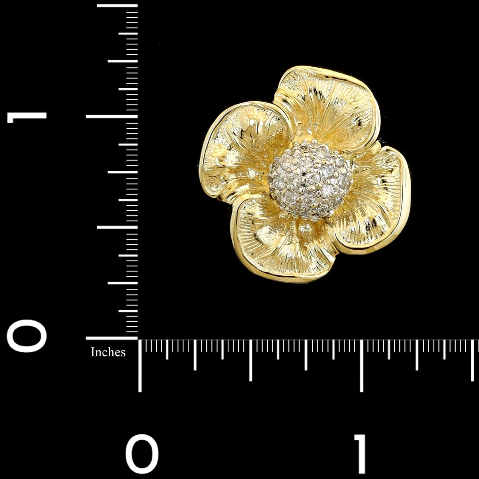 14K Yellow Gold Estate Diamond Flower Slide Pendant - Image 3