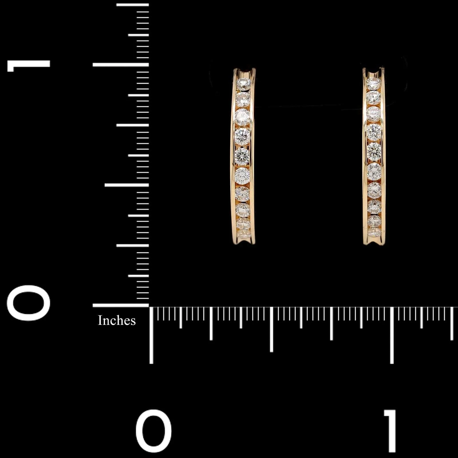 14K Yellow Gold Estate Diamond Half Hoop Earrings - Image 3