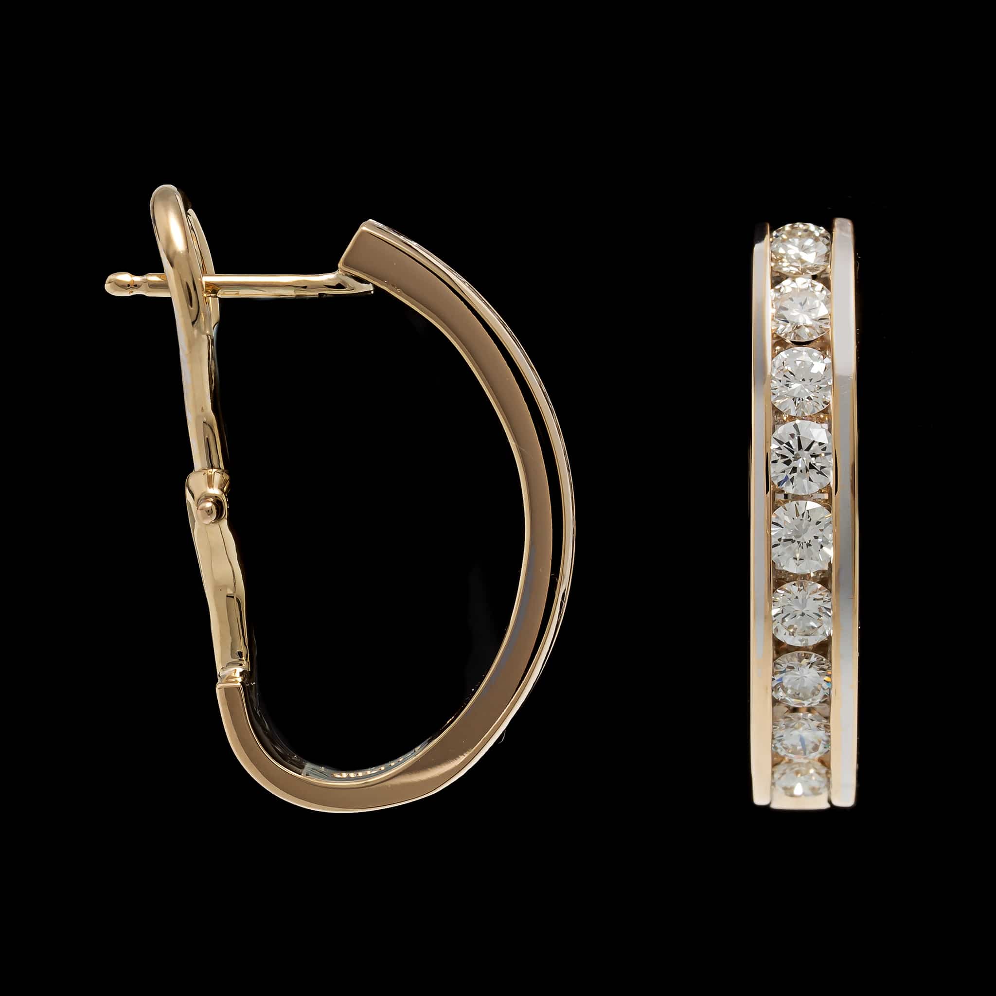 14K Yellow Gold Estate Diamond Half Hoops