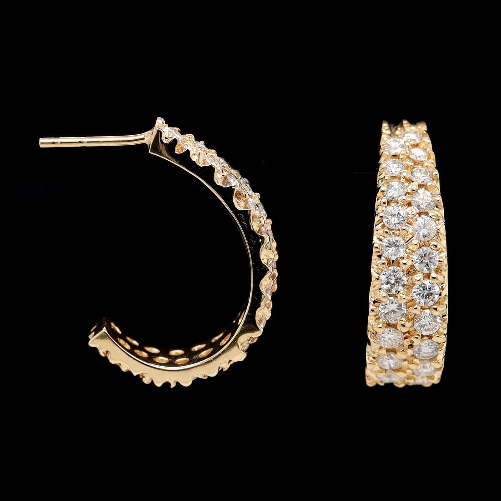 14K Yellow Gold Estate Diamond Hoops