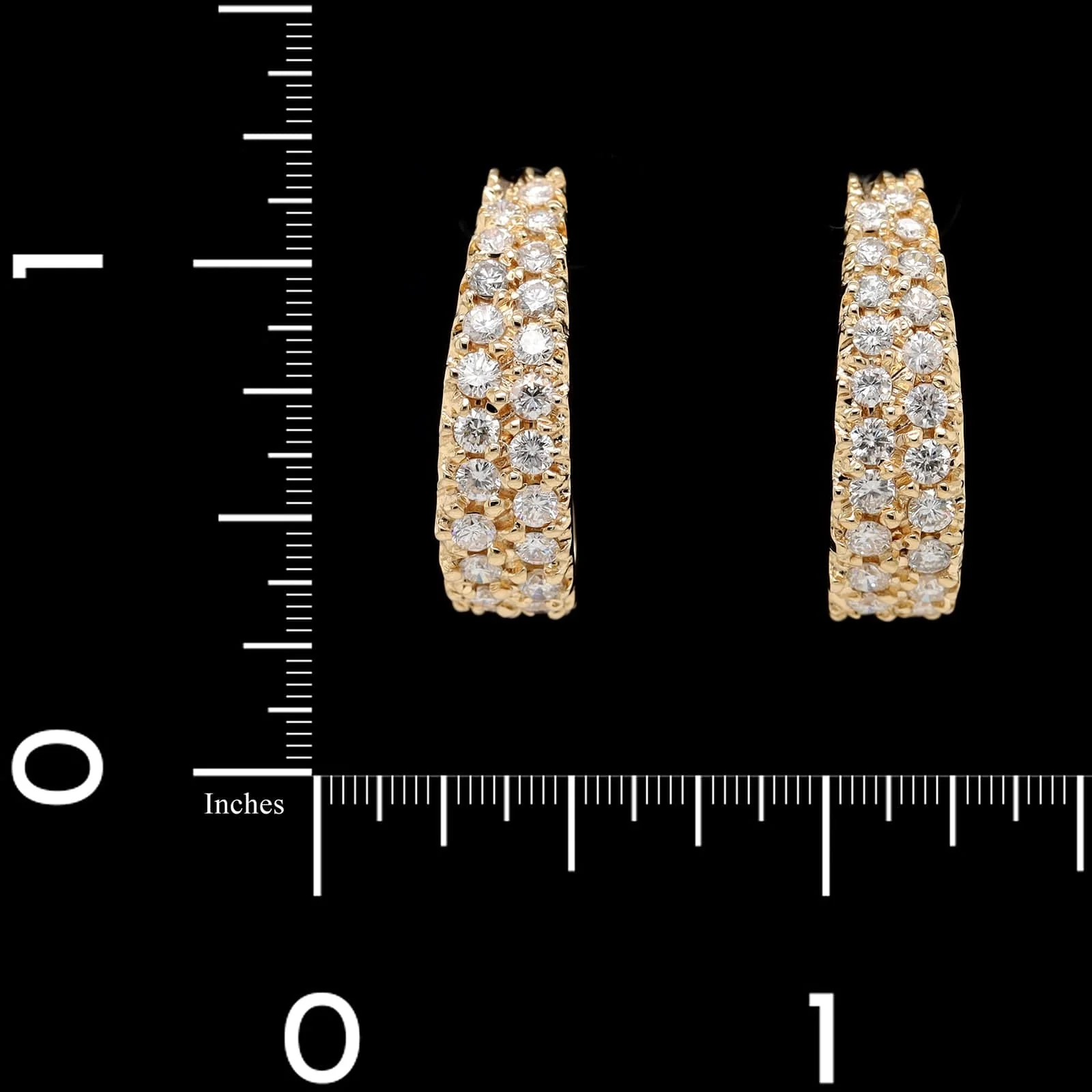 14K Yellow Gold Estate Diamond Hoops - Image 3