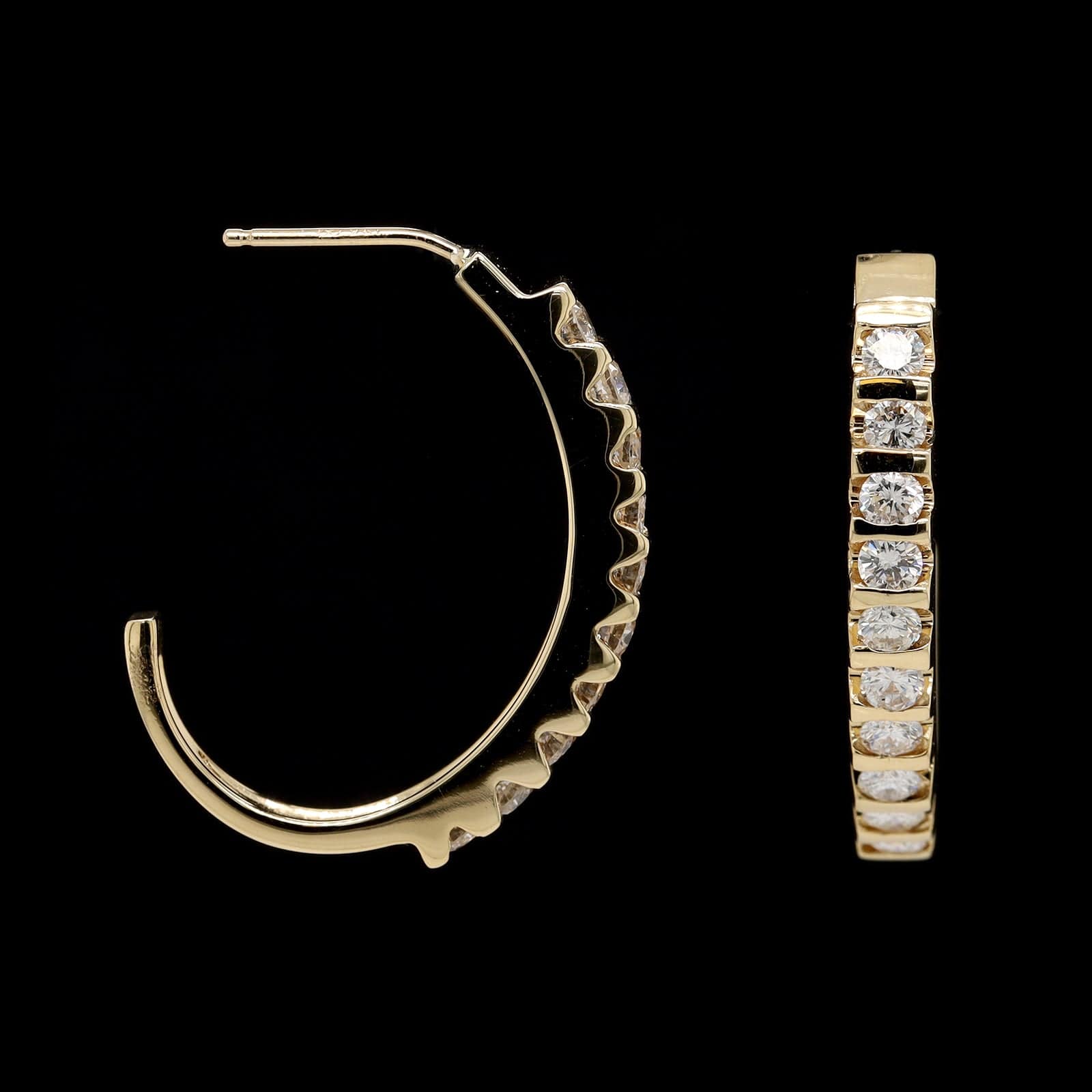 14K Yellow Gold Estate Diamond Hoops