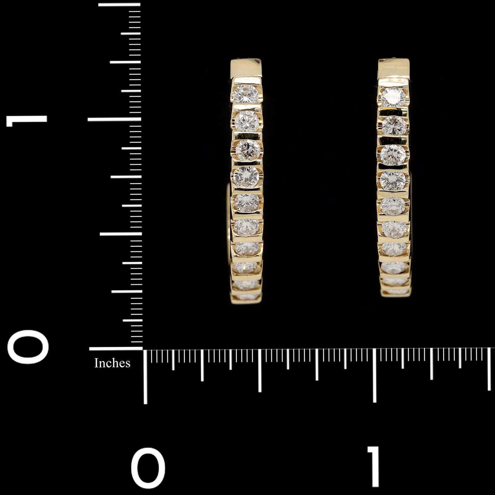 14K Yellow Gold Estate Diamond Hoops - Image 2