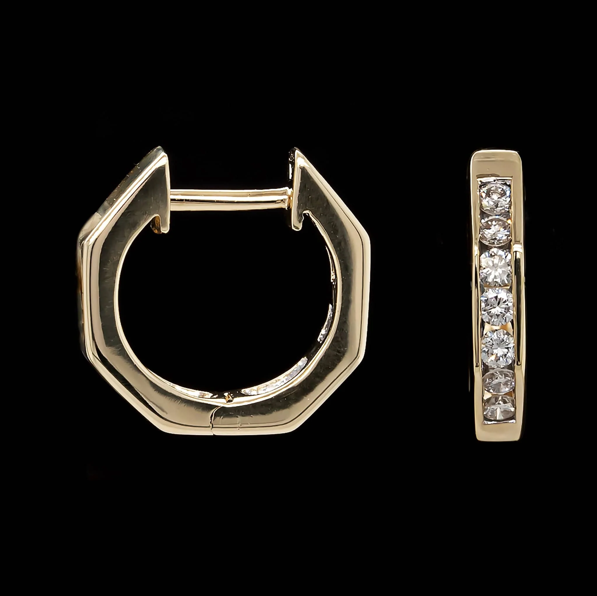 14K Yellow Gold Estate Diamond Hoops