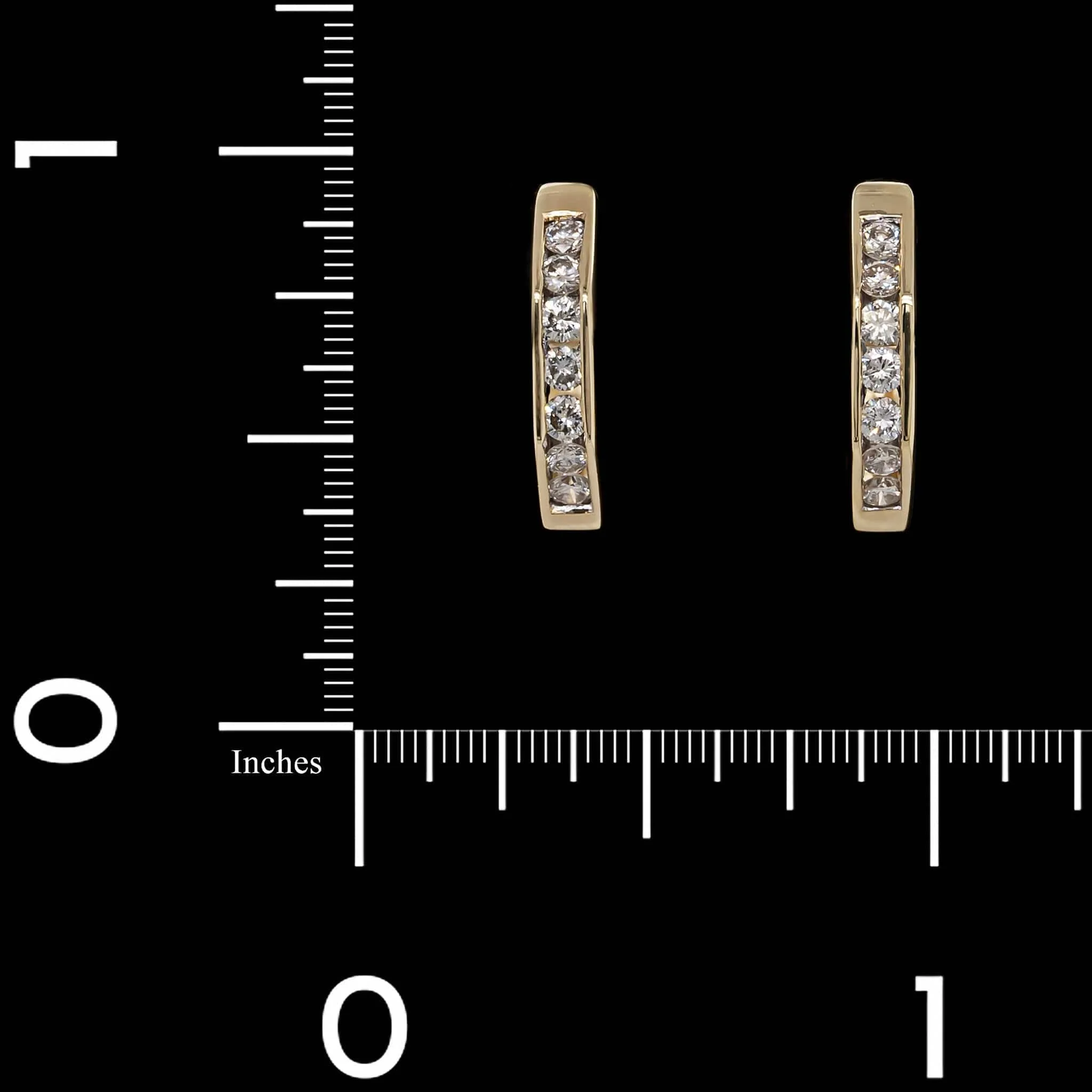 14K Yellow Gold Estate Diamond Hoops - Image 2