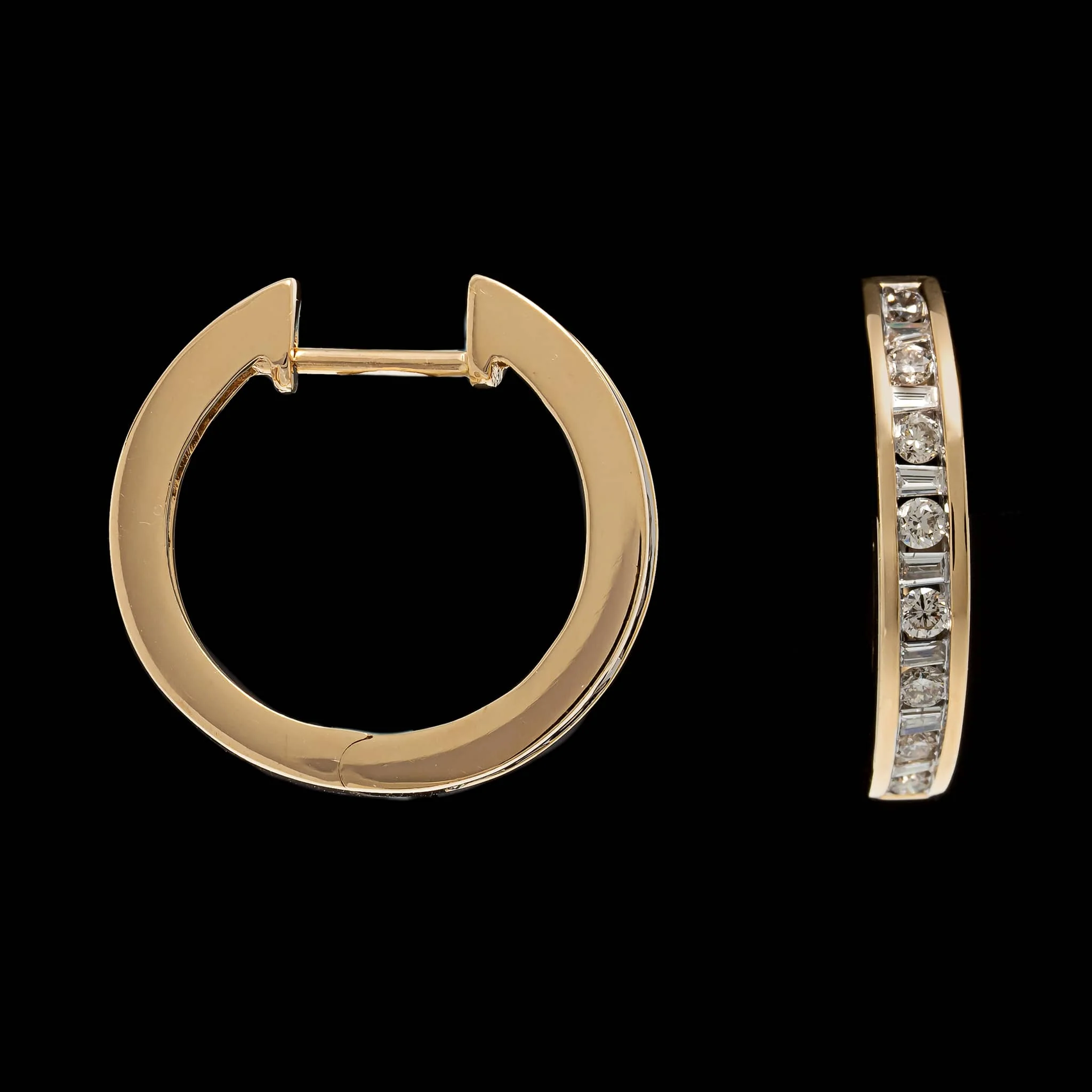14K Yellow Gold Estate Diamond Hoops