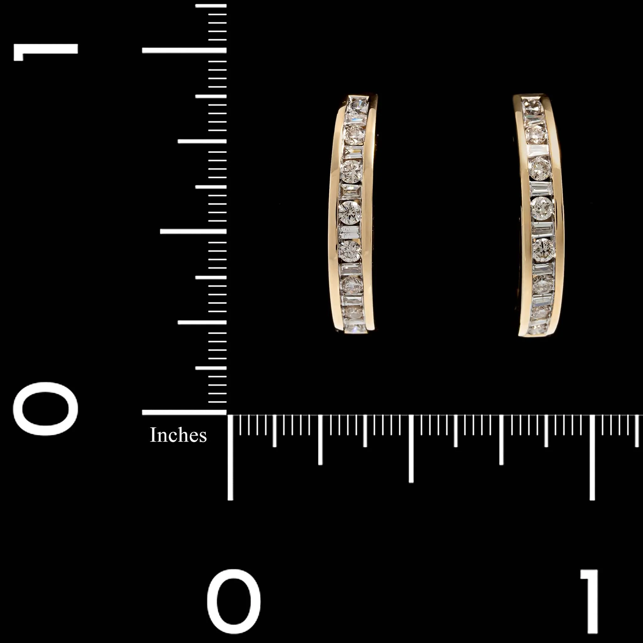 14K Yellow Gold Estate Diamond Hoops - Image 2