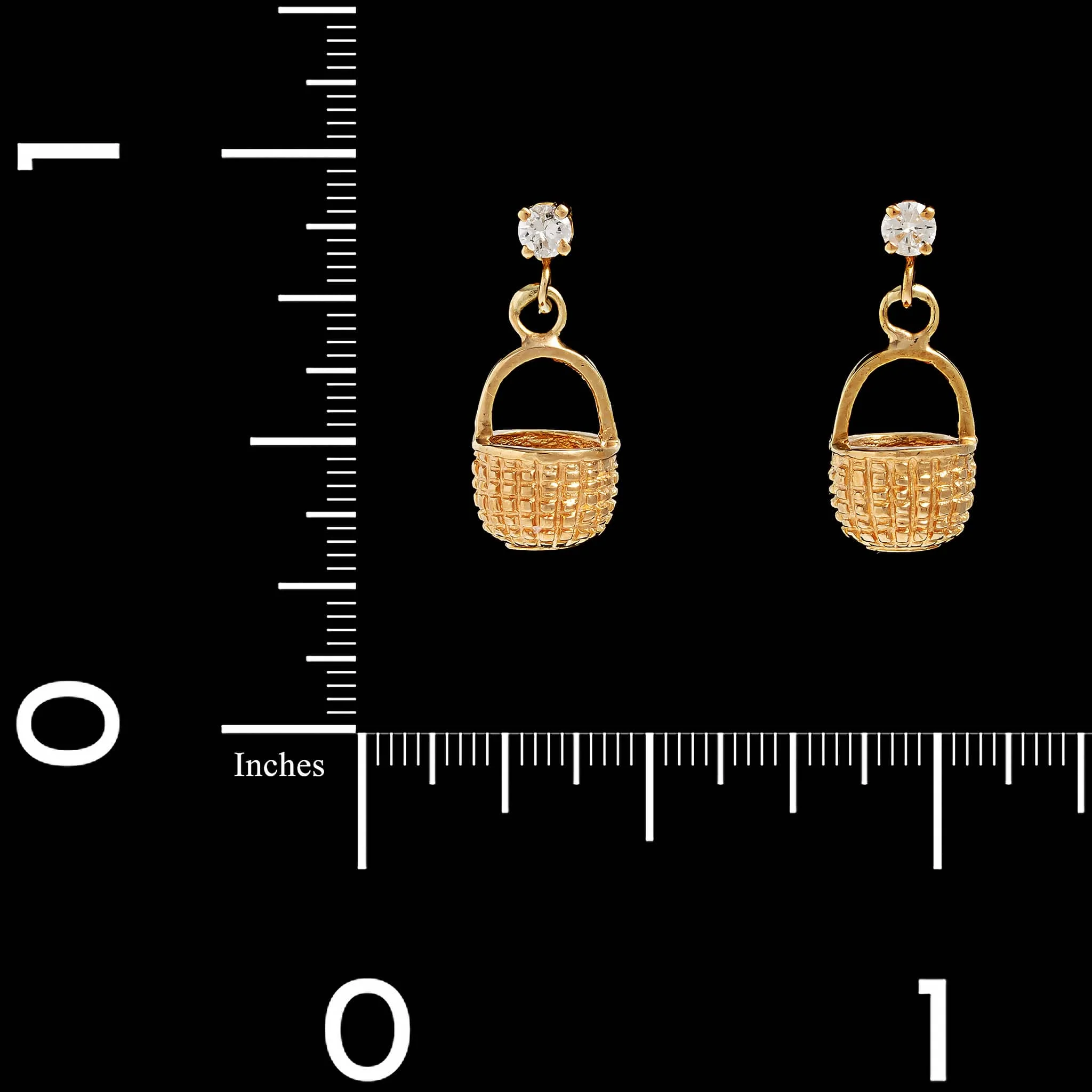 14K Yellow Gold Estate Diamond Nantucket Basket Earrings - Image 2