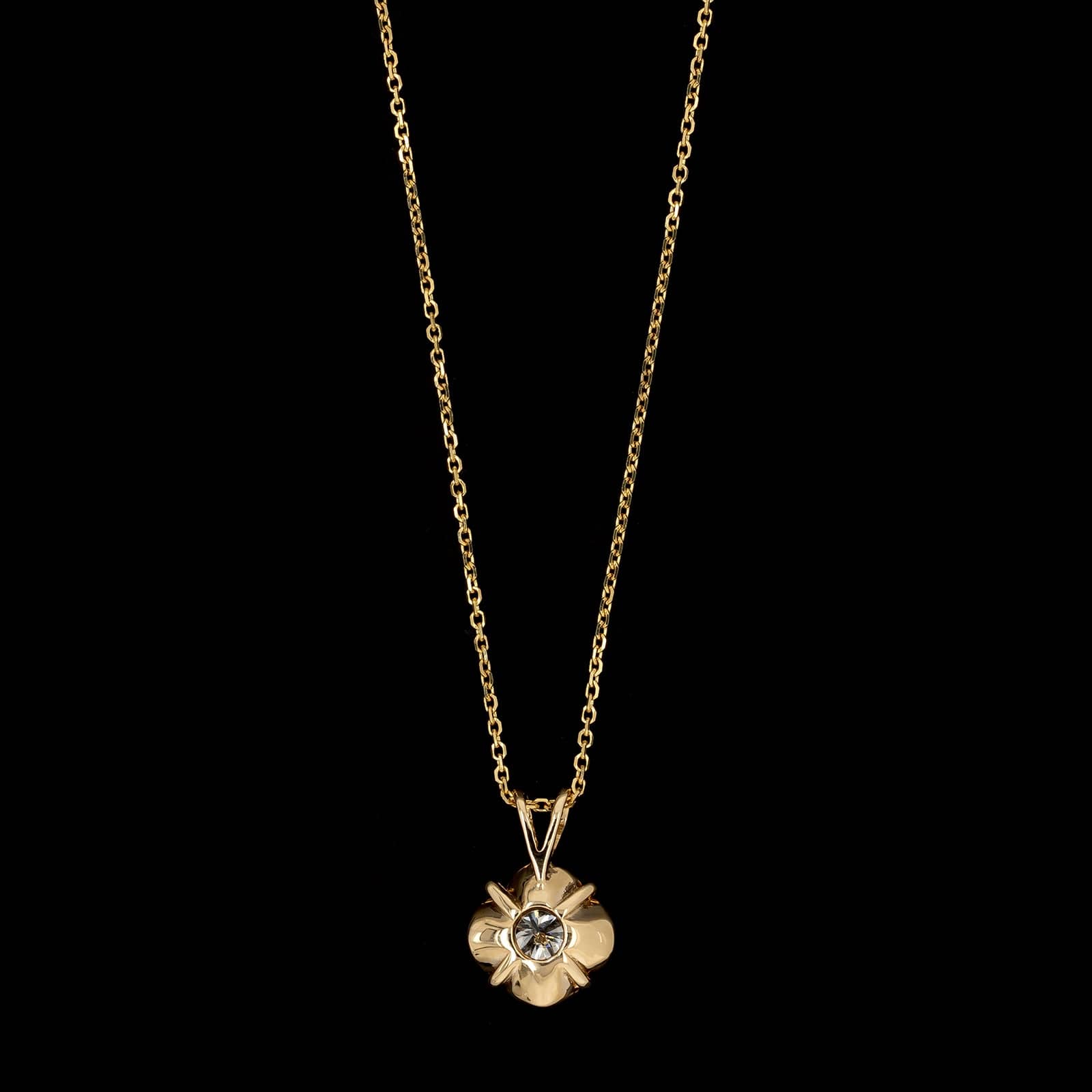 14K Yellow Gold Estate Diamond Solitaire Pendant Necklace - Image 2