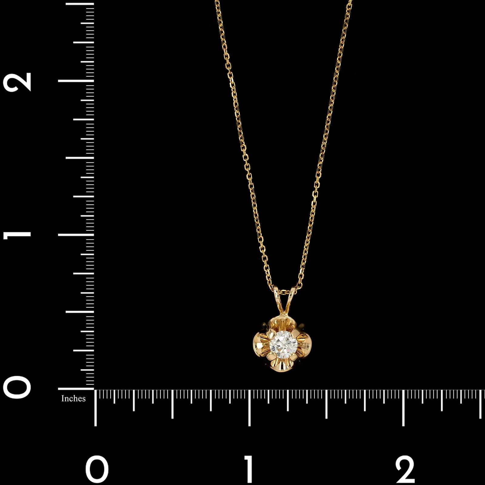 14K Yellow Gold Estate Diamond Solitaire Pendant Necklace - Image 4