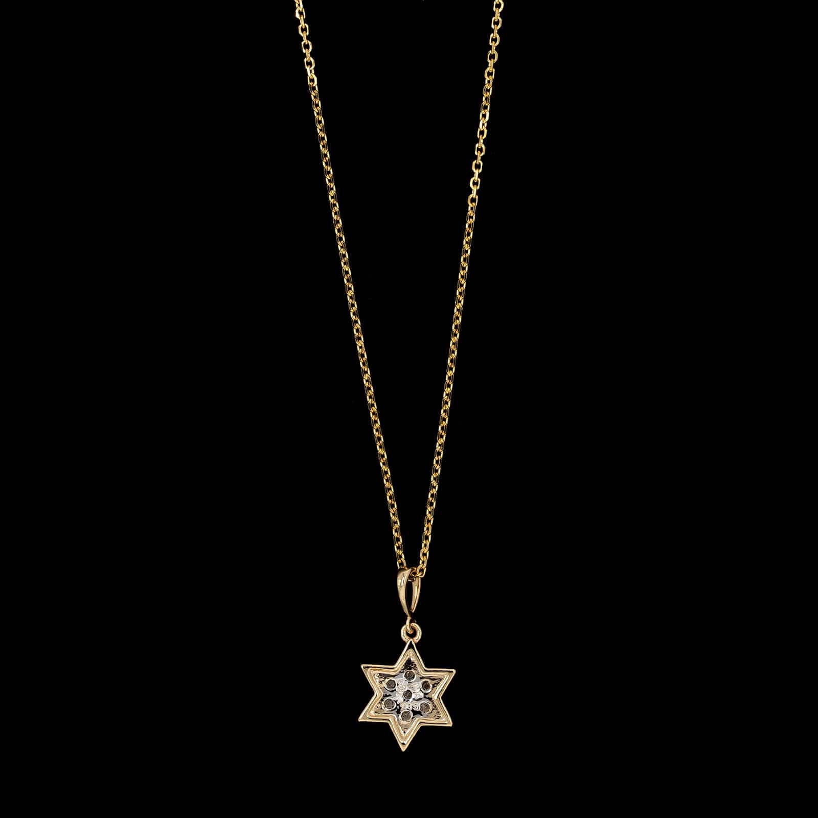 14K Yellow Gold Estate Diamond Star Pendant Necklace - Image 2