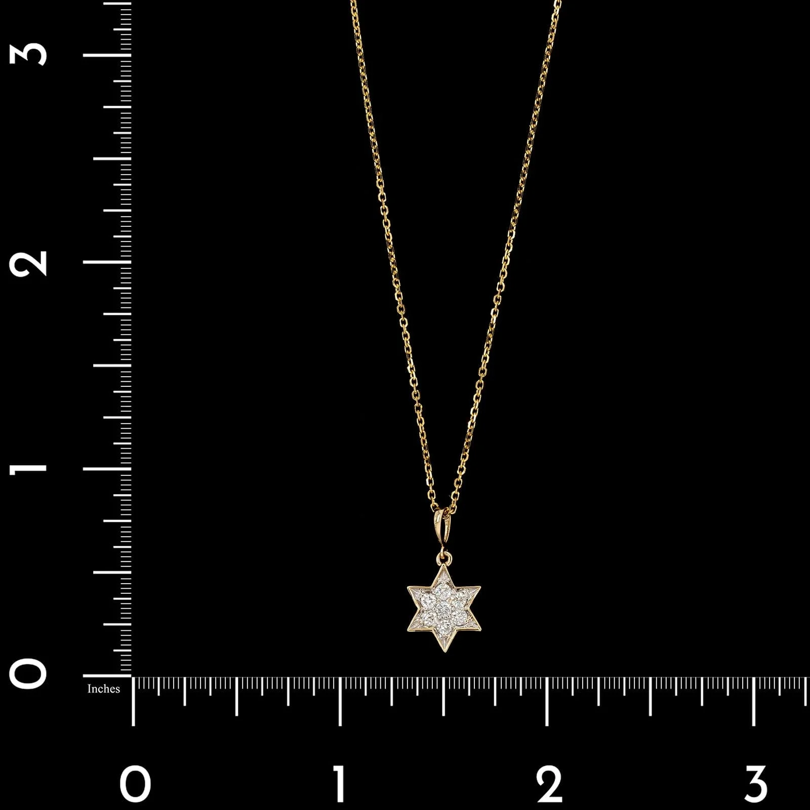 14K Yellow Gold Estate Diamond Star Pendant Necklace - Image 3