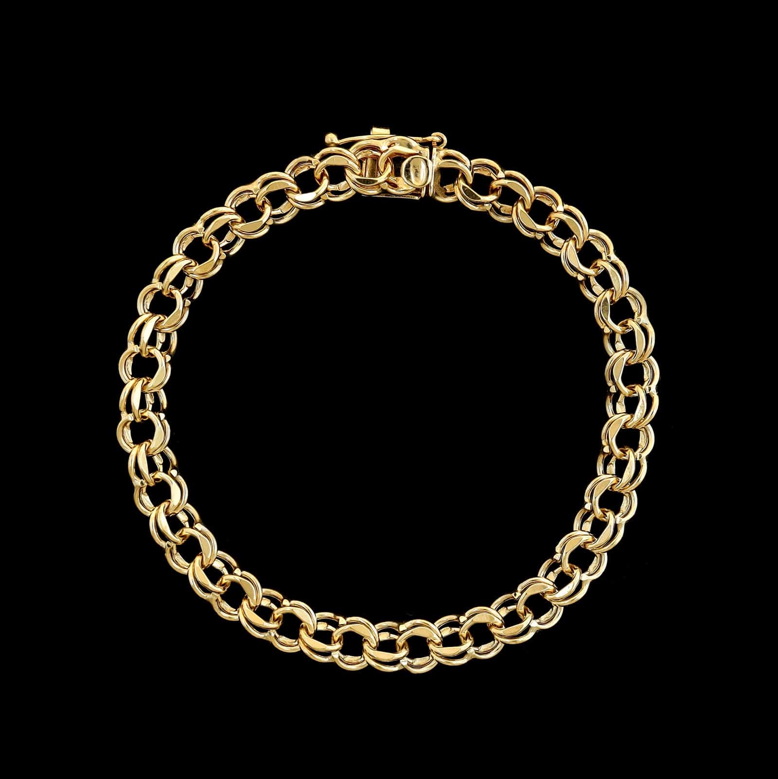 14K Yellow Gold Estate Double Link Charm Bracelet