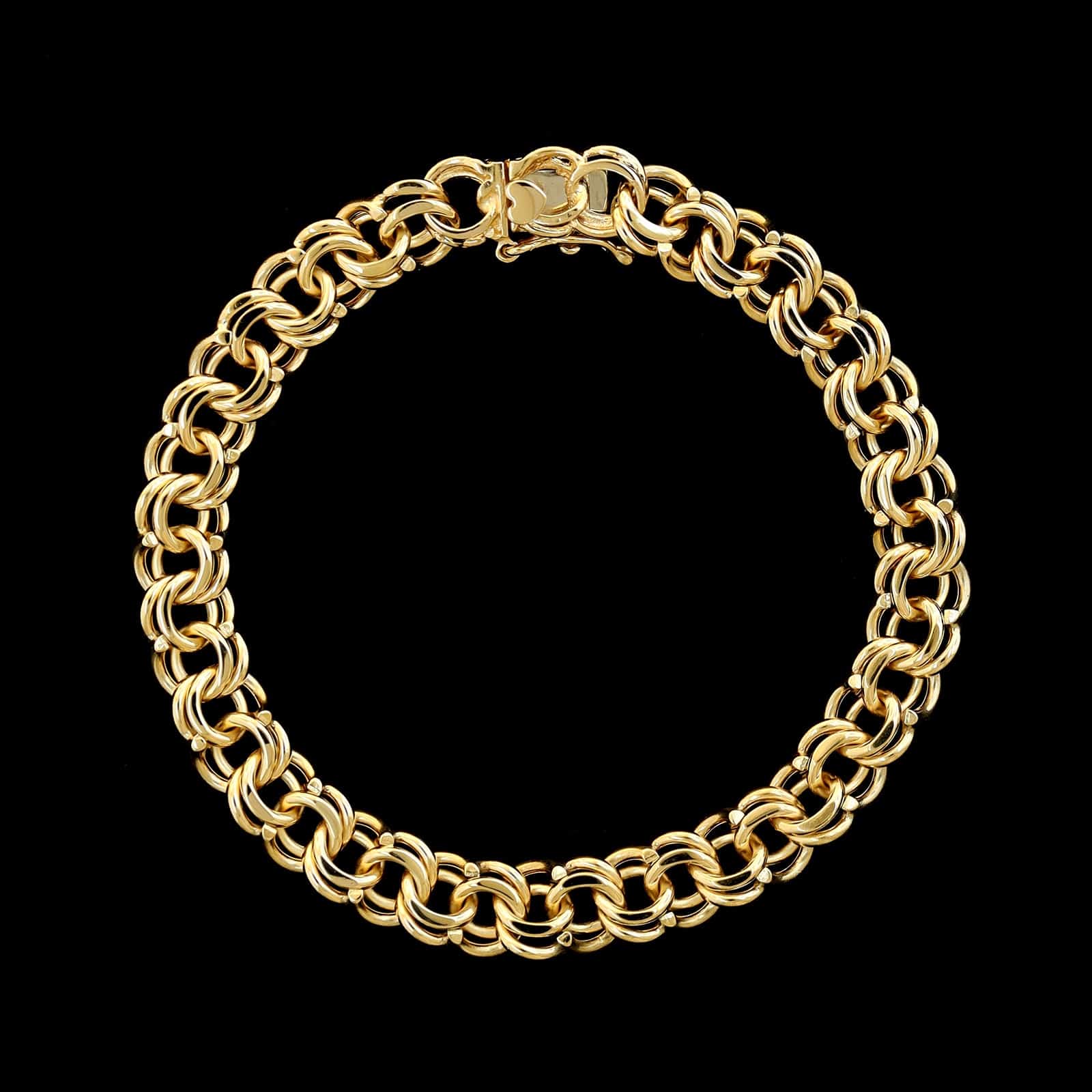 14K Yellow Gold Estate Double Link Charm Bracelet