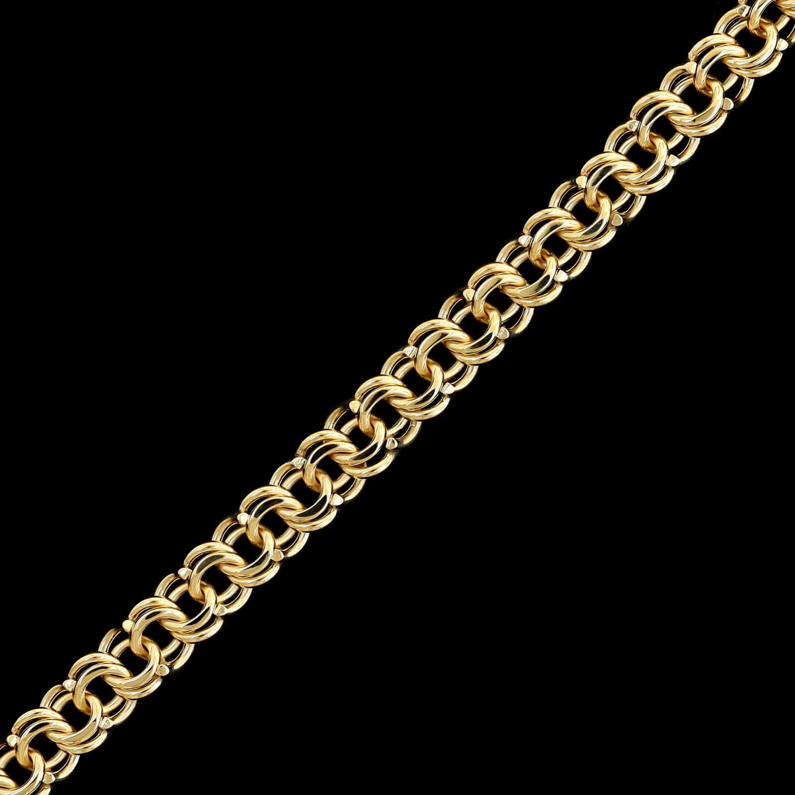 14K Yellow Gold Estate Double Link Charm Bracelet - Image 2