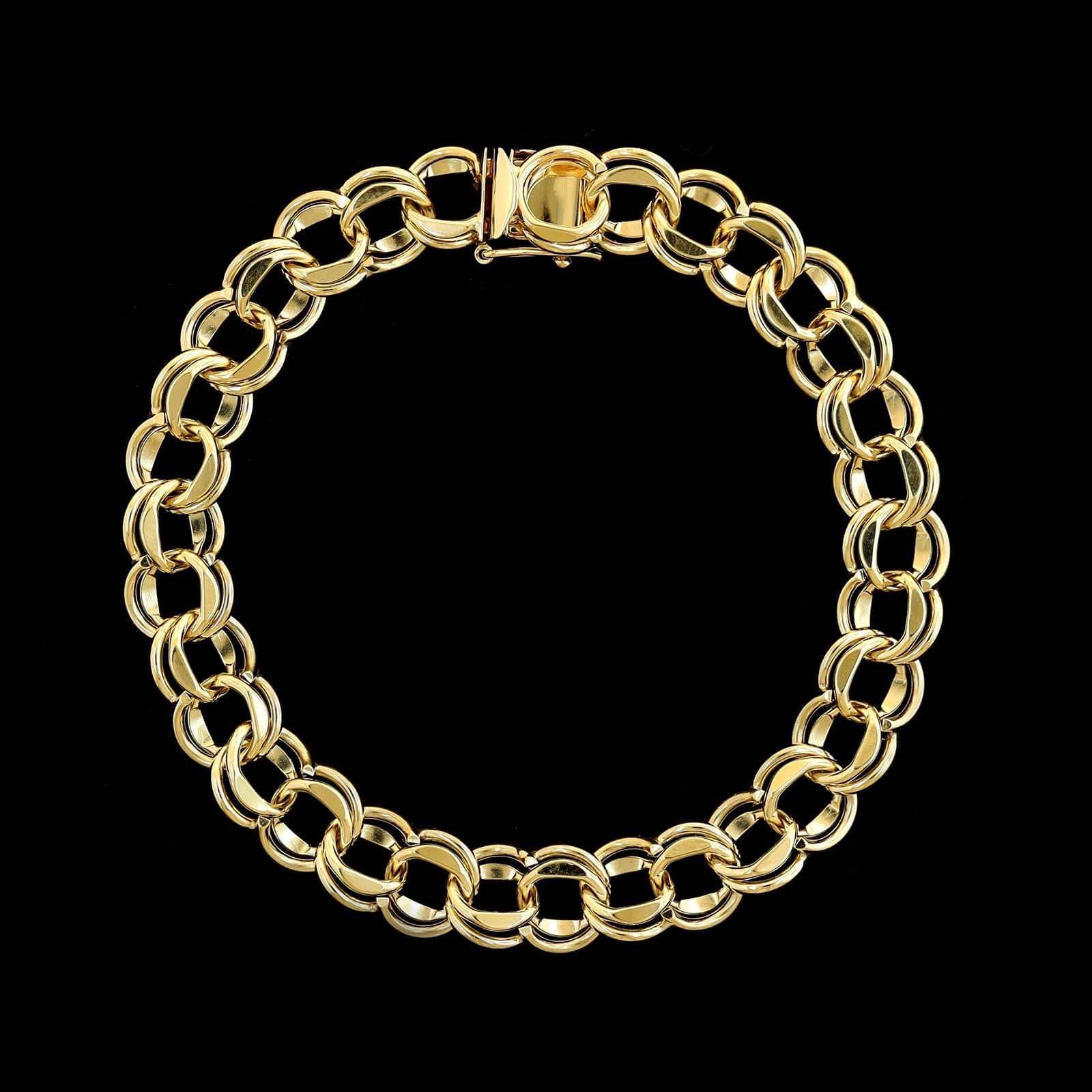 14K Yellow Gold Estate Double Link Charm Bracelet