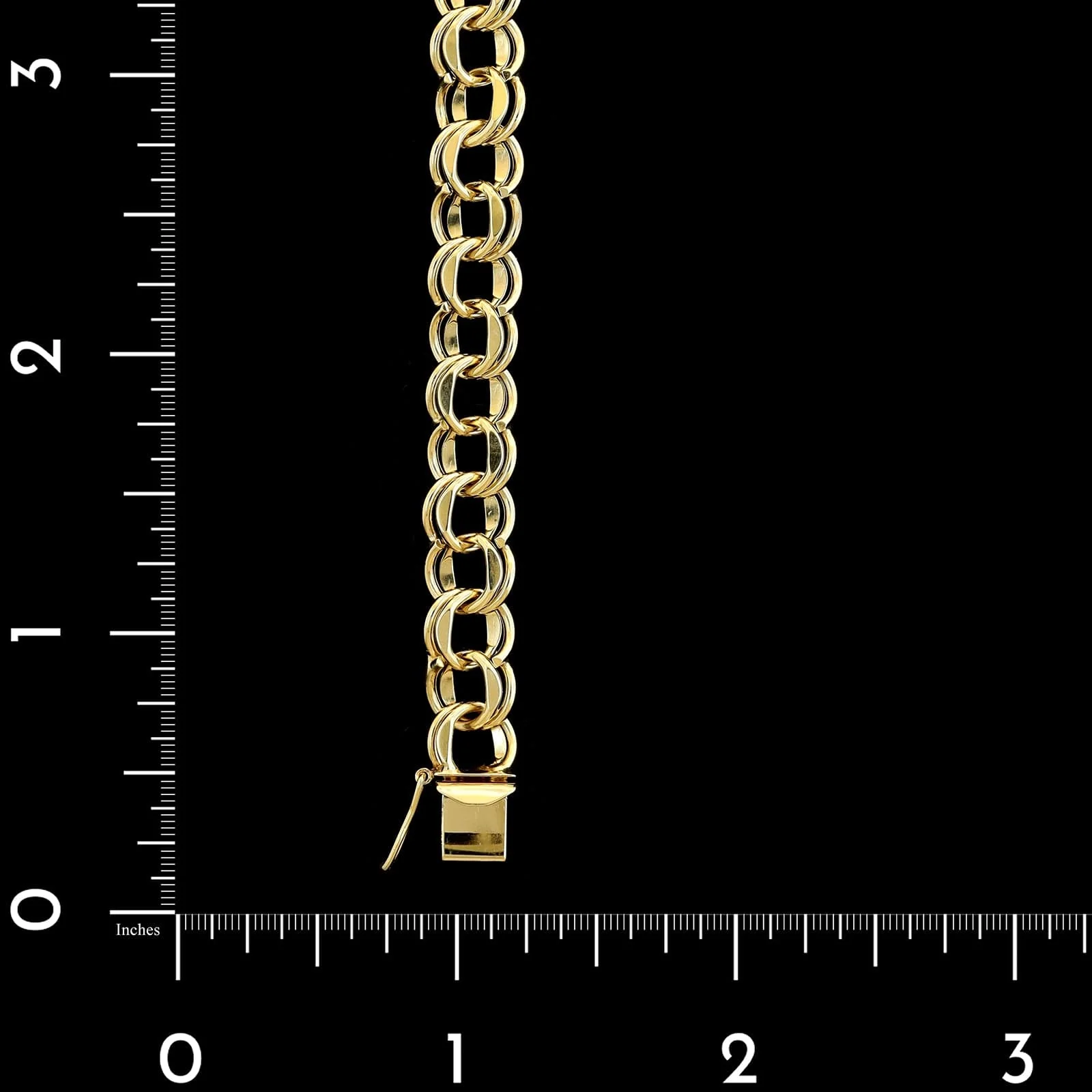 14K Yellow Gold Estate Double Link Charm Bracelet - Image 3