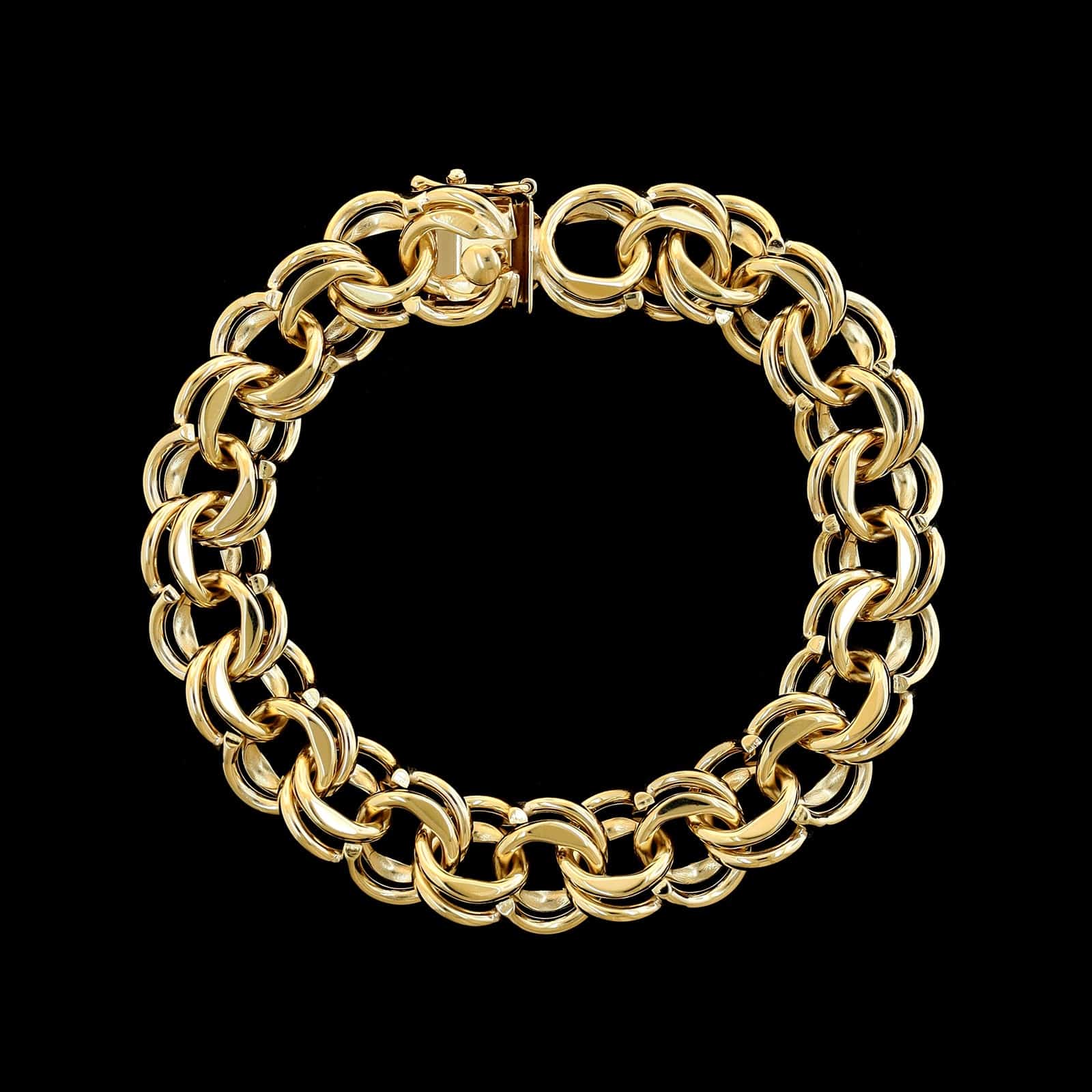 14K Yellow Gold Estate Double Link Charm Bracelet