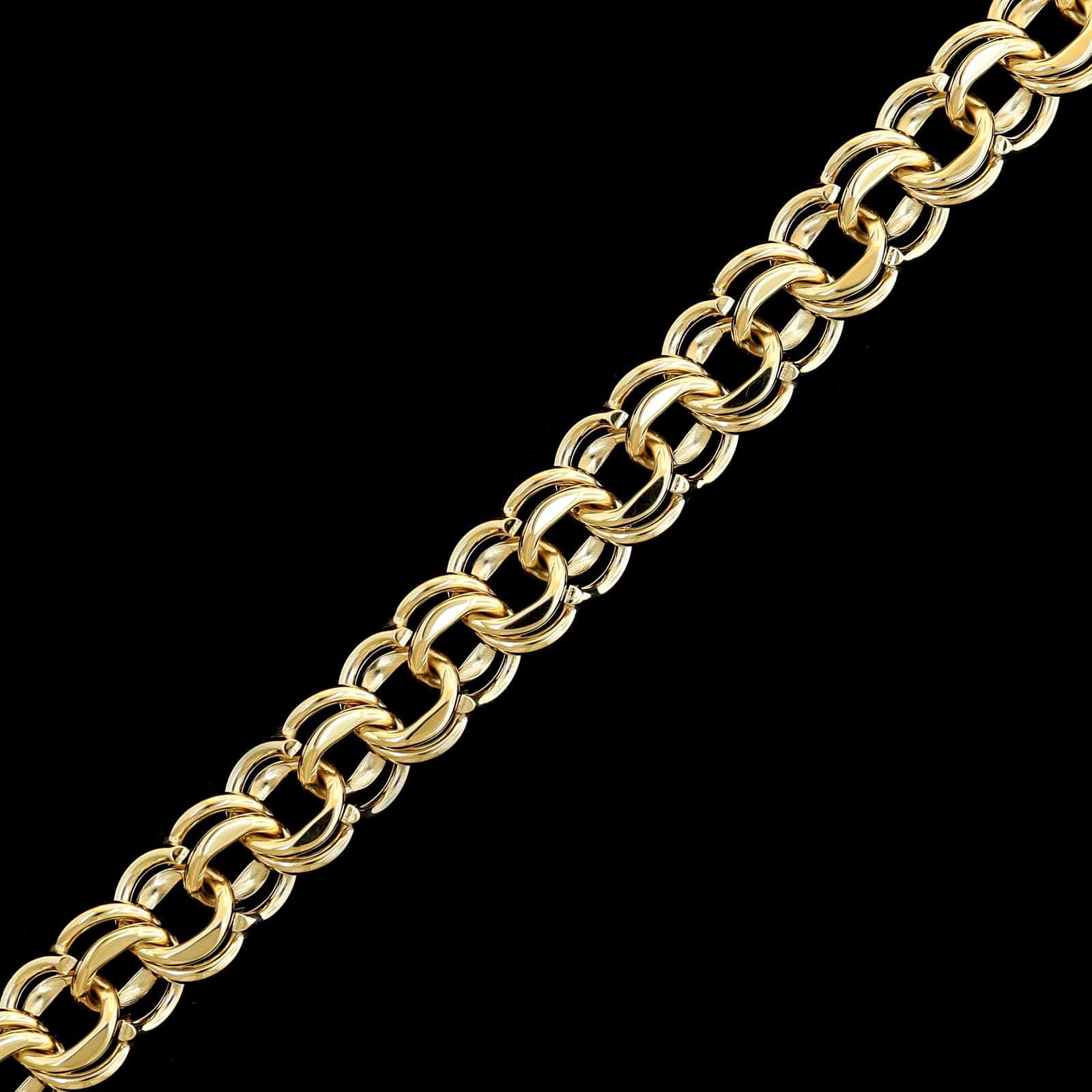 14K Yellow Gold Estate Double Link Charm Bracelet - Image 2